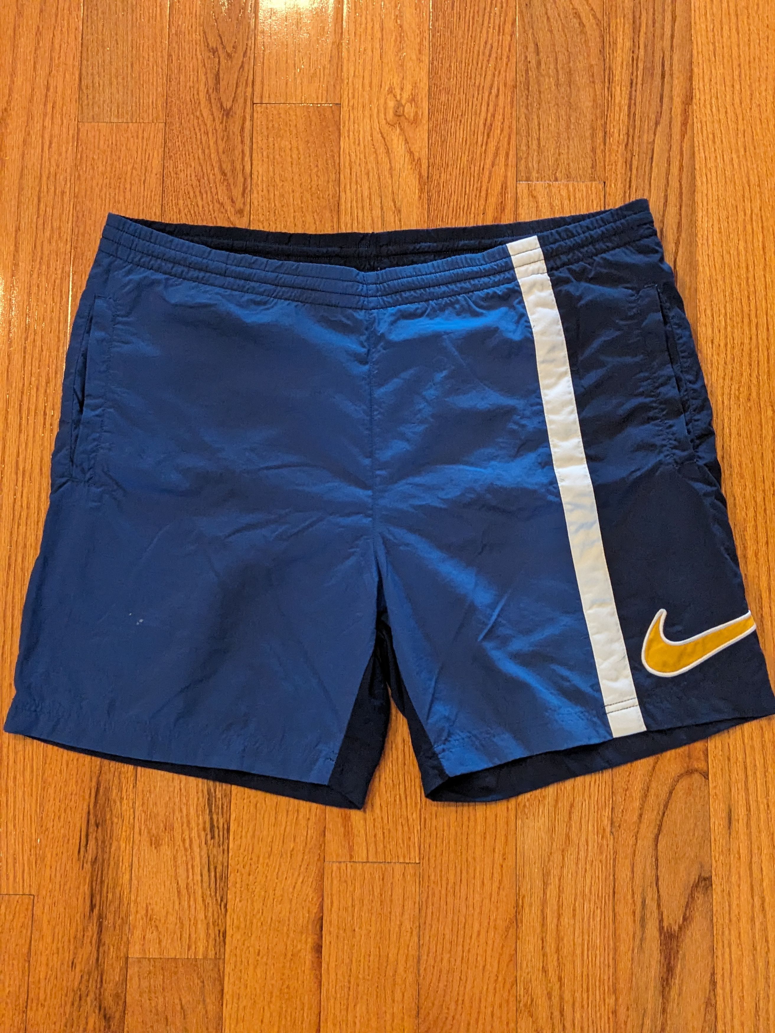 Nike Vintage 90s Nike Big Swoosh Blue Large Shorts Size US 40 / EU 56 - 1 Thumbnail