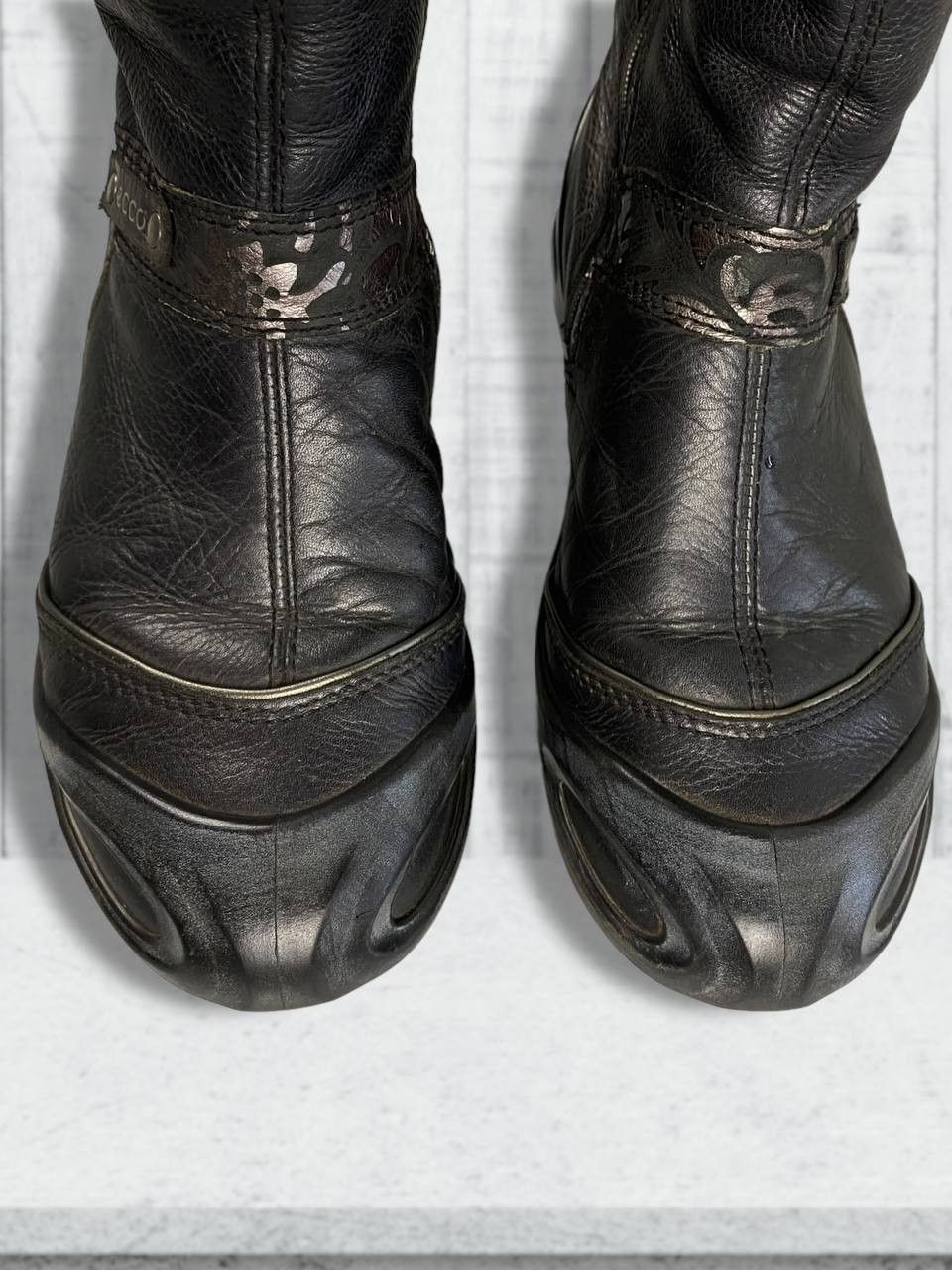 Vintage Black Leather Ecco High Zip Avant Garde Racing Boots Shoes Size US 7 / IT 37 - 3 Thumbnail