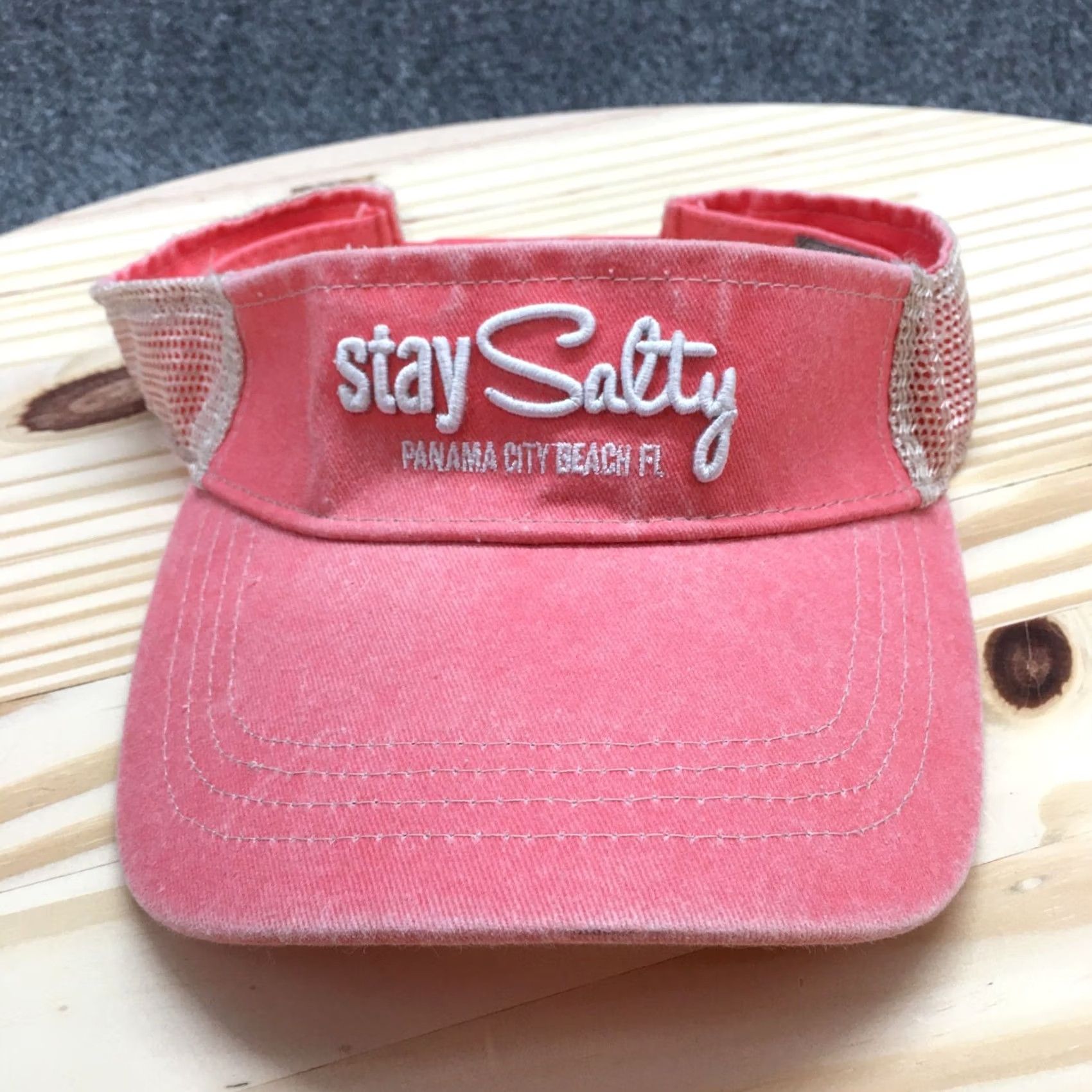 Vintage DK Caps Visor Hat Womens Pink One Size Embroidered Logo Stay Salty Curved Brim Size ONE SIZE - 2 Thumbnail