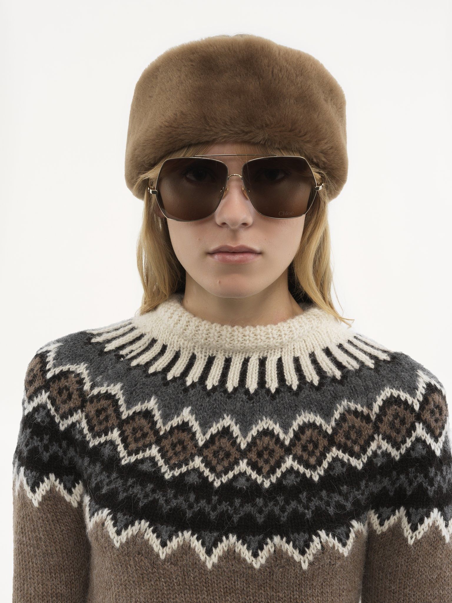 Chloe o1loc1c11125 Mockneck Fitted Sweater in Brown/Beige Size L / US 10 / IT 46 - 5 Thumbnail