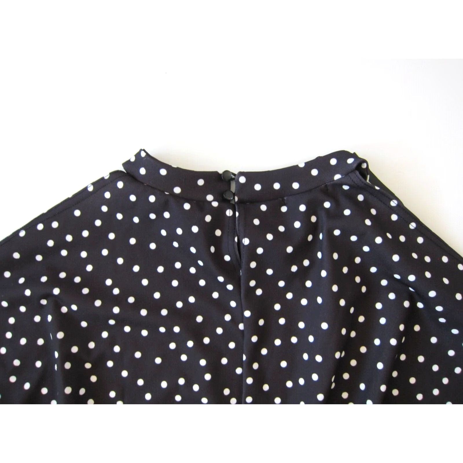 Boohoo NWT Boohoo Black White Polka Dot High Neck Cold Shoulder Blouse Plus 24 Size 4XL / US 24-26 - 3 Thumbnail