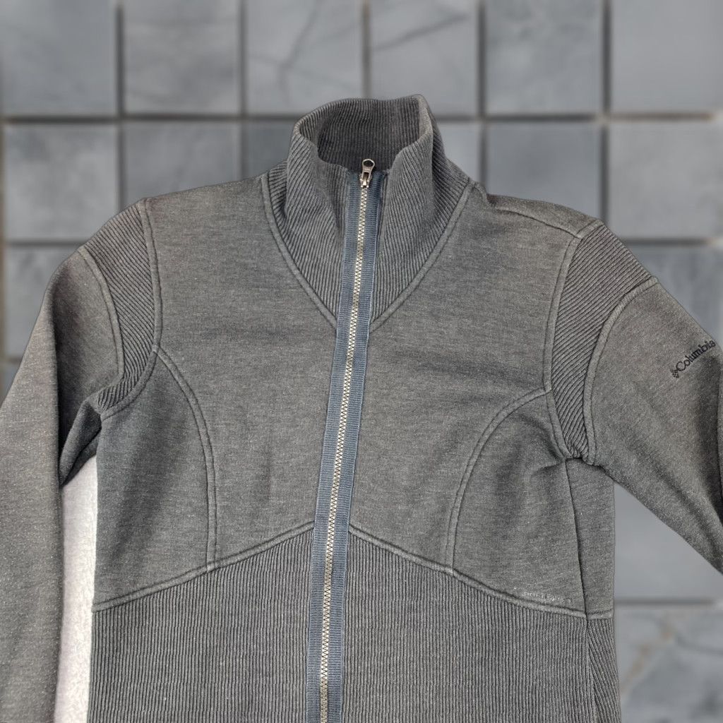 Vintage Columbia Sweater Womens Large L Gray Full Zip Knit High Neck Size L / US 10 / IT 46 - 1 Thumbnail