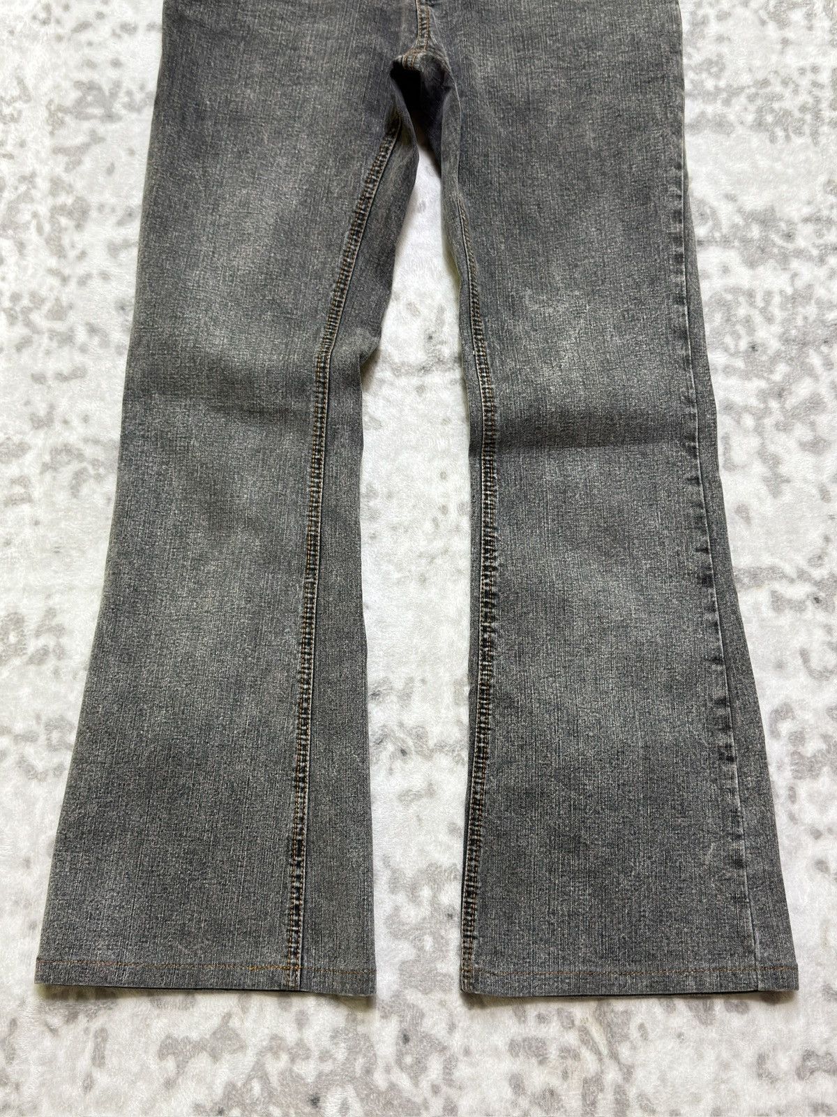 If Six Was Nine Vintage Jayro White Grey Flare Brown Leather Back Pockets Size US 27 - 6 Thumbnail
