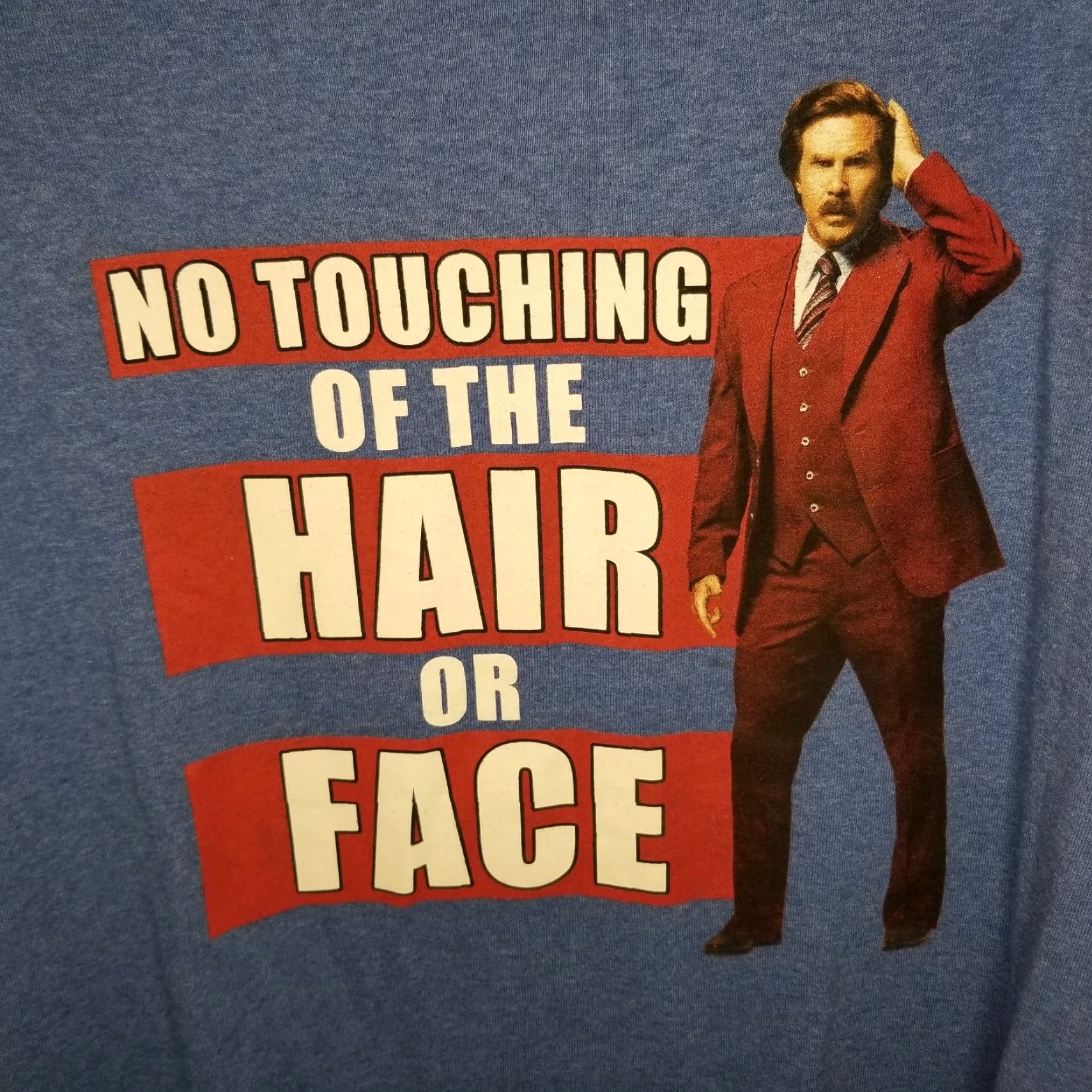 Vintage Anchorman 2 T-Shirt Men XL Blue No Touching Of The Hair Or Face Graphic Shirt Size US XL / EU 56 / 4 - 2 Thumbnail