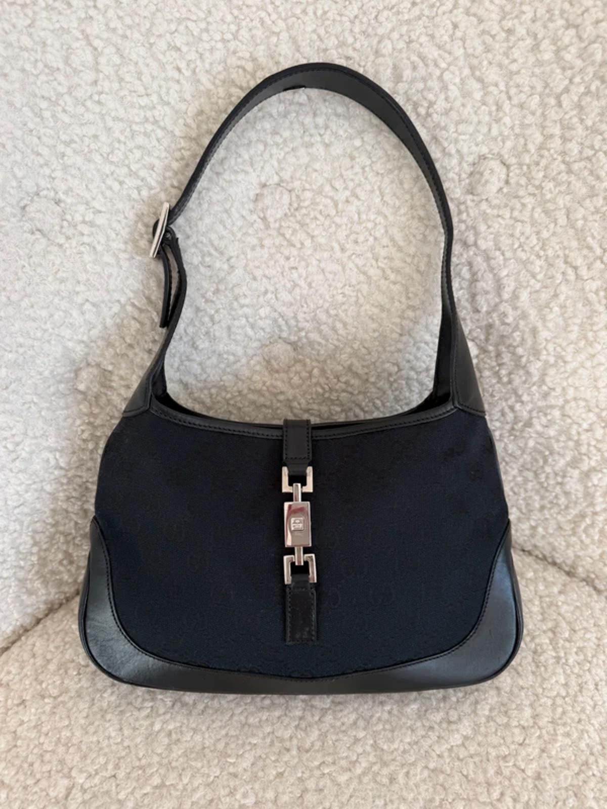 Gucci Gucci Jackie GG Canvas Shoulder Bag – Black Size ONE SIZE - 1 Thumbnail