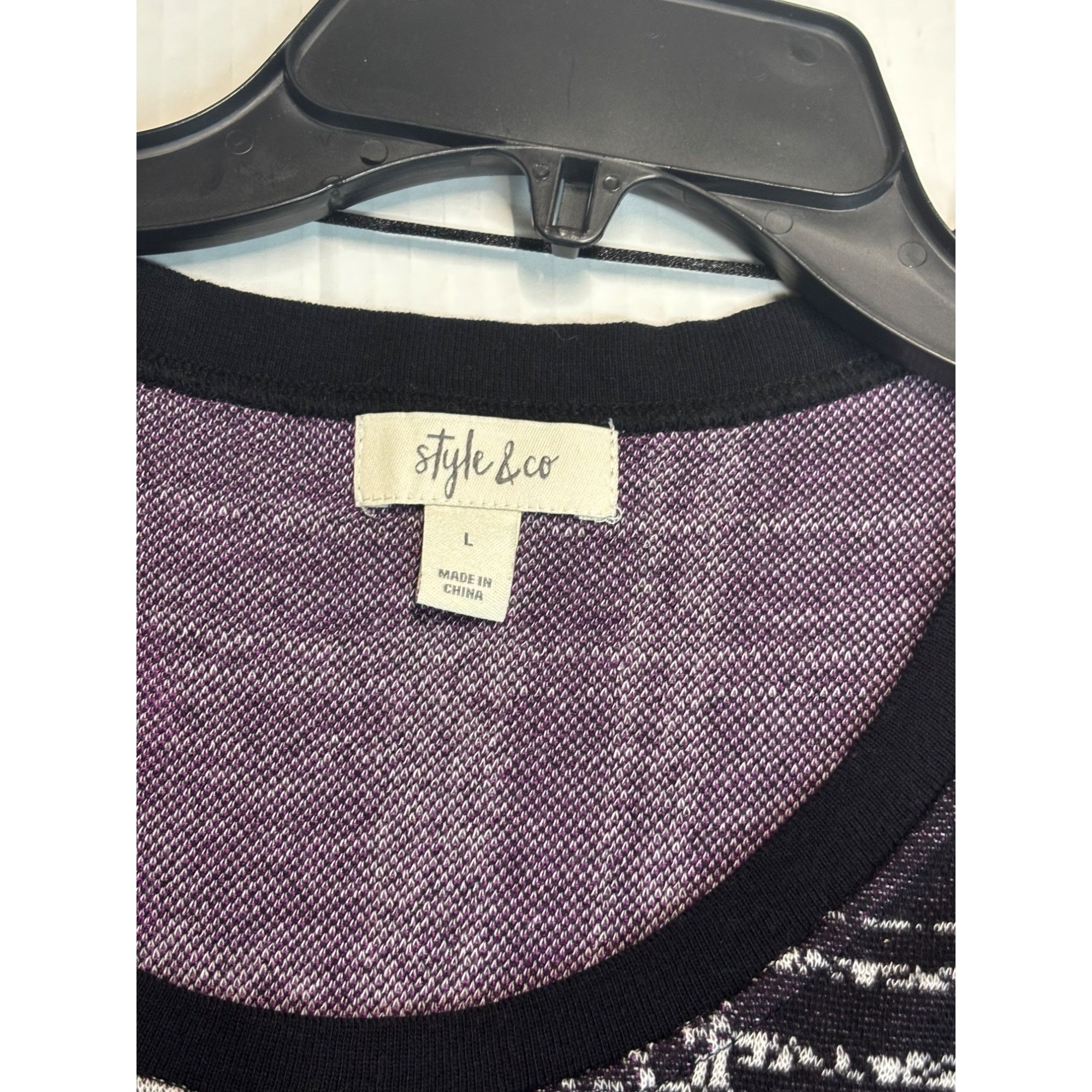 Other Style & Co Patterned Jacquard Sweater, Violet combo, Sz. L Size L / US 10 / IT 46 - 6 Thumbnail