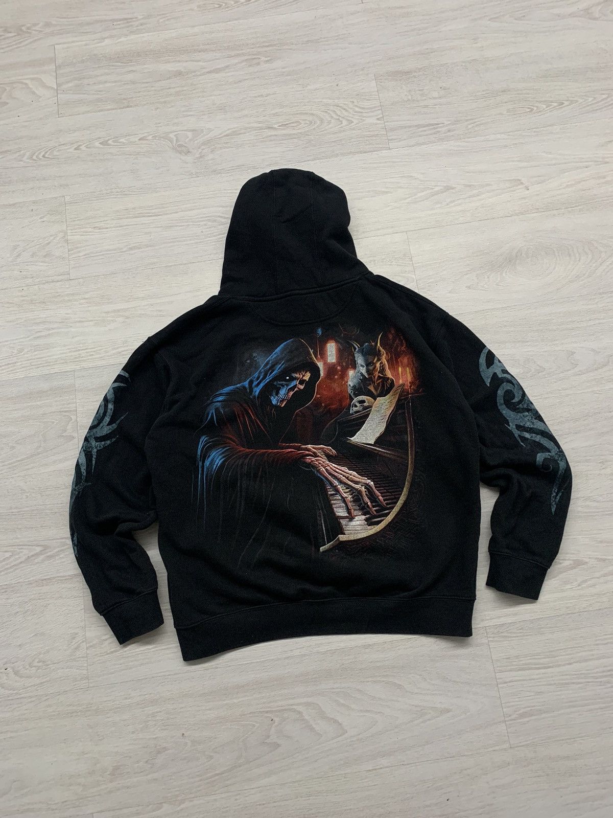 Band Tees × Vintage Vintage spiral skulls hoodie rock band Size US XXL / EU 58 / 5 - 4 Thumbnail