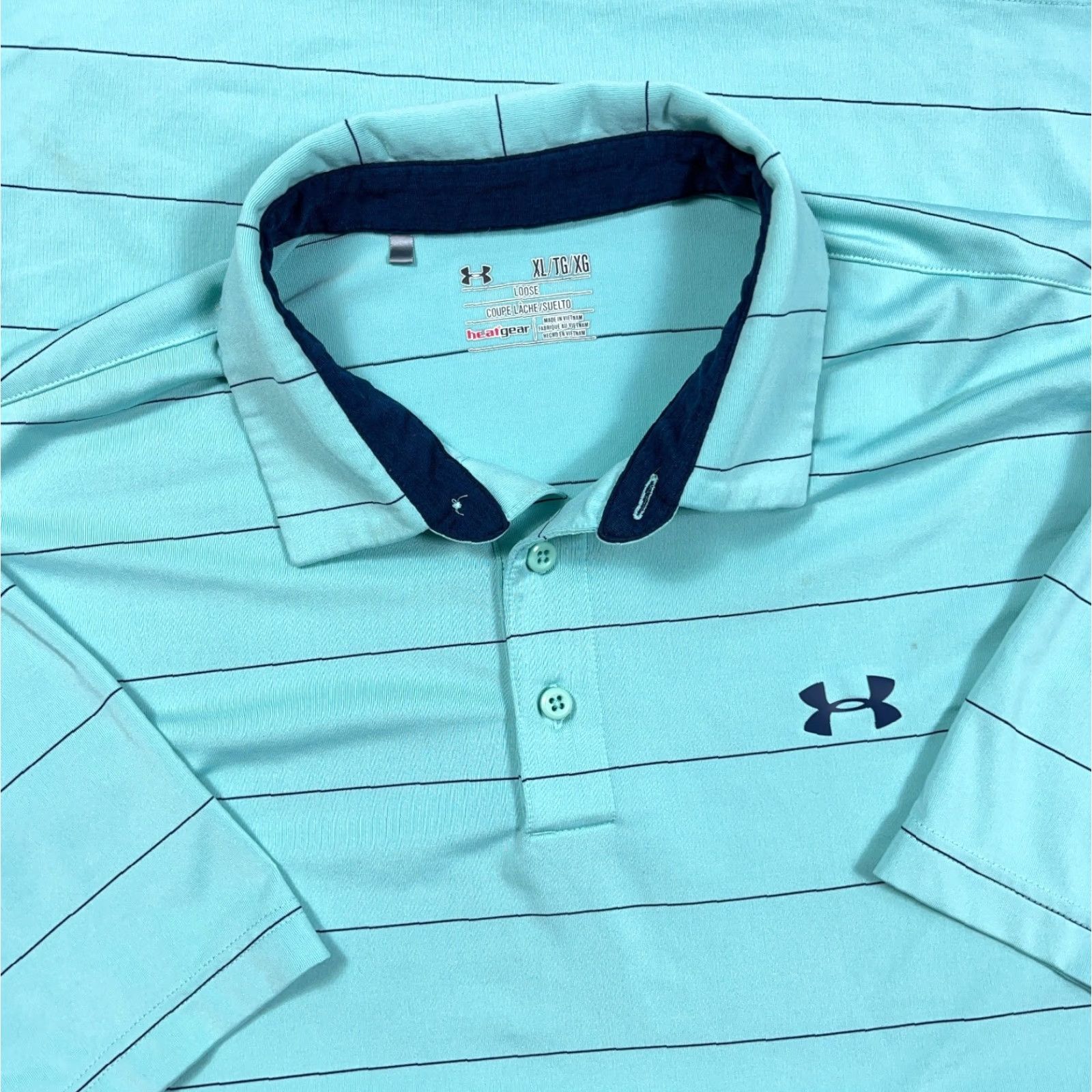 Under Armour VINTAGE Under Armour Polo Shirt Men XL Teal Blue Striped Heat Gear Performance Size US XL / EU 56 / 4 - 2 Thumbnail