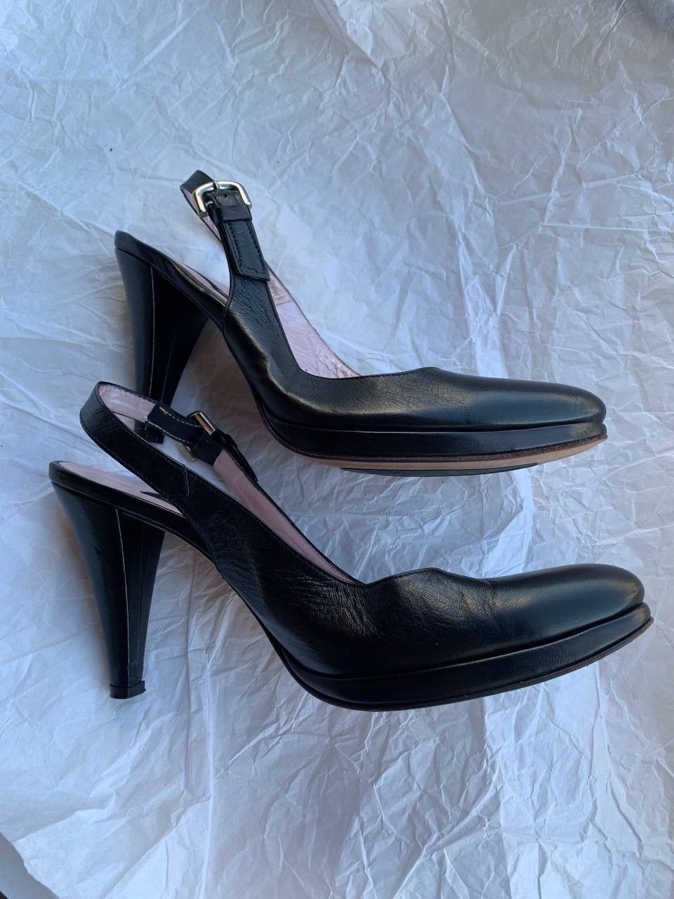 NAVYBOOT Navyboot black leather vintage slingback heels Size US 7 / IT 37 - 7 Thumbnail