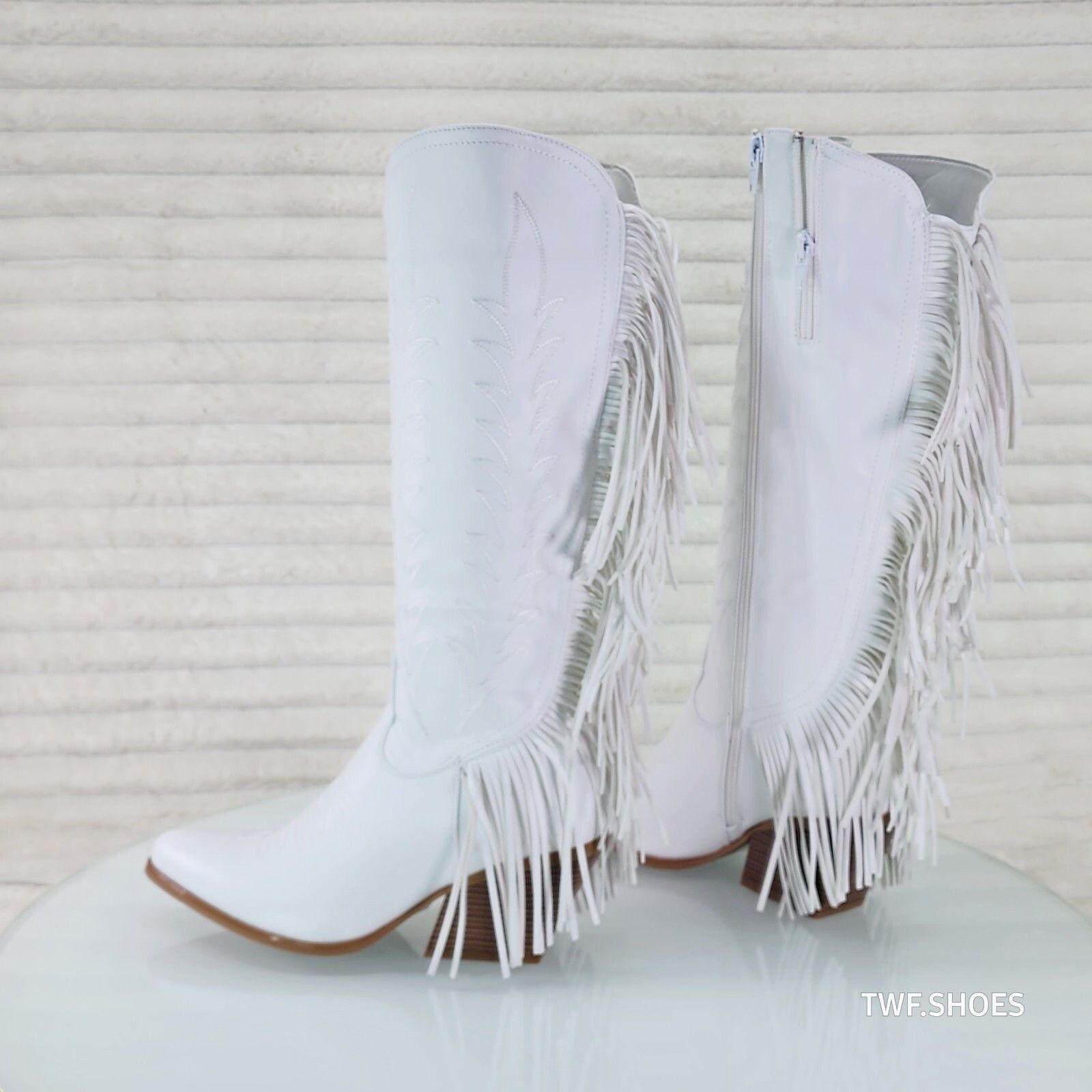 Other Dusty Roads Bright White Back Fringe Country Western Cowgirl Size US 7 / IT 37 - 5 Thumbnail