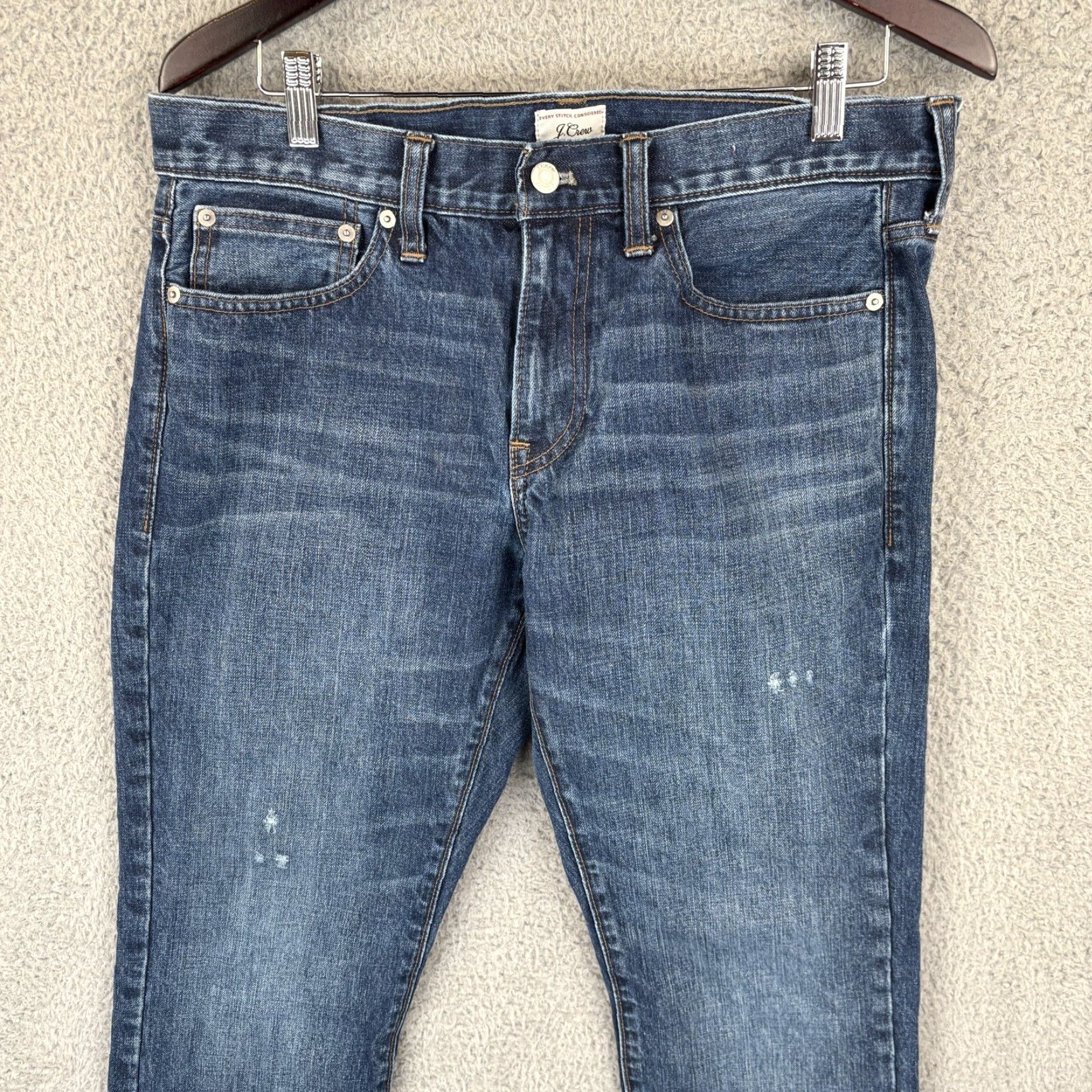 J.Crew VINTAGE (not applicable) J. Crew 484 Slim Fit Jeans Mens 33x32 Blue Denim Whiskered 100% Cotton Comfort Stretch Denim Shirt? Size US 33 - 2 Thumbnail