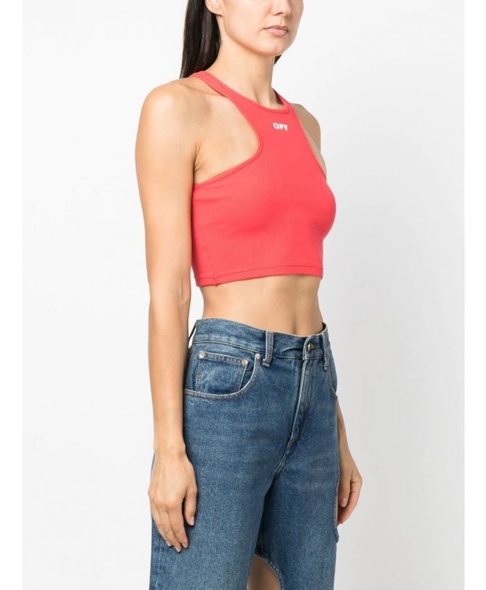 Off-White o1gr1nt0425 Off Stamp Ribbed Rowing Top in Red Size XS / US 0-2 / IT 36-38 - 2 Thumbnail