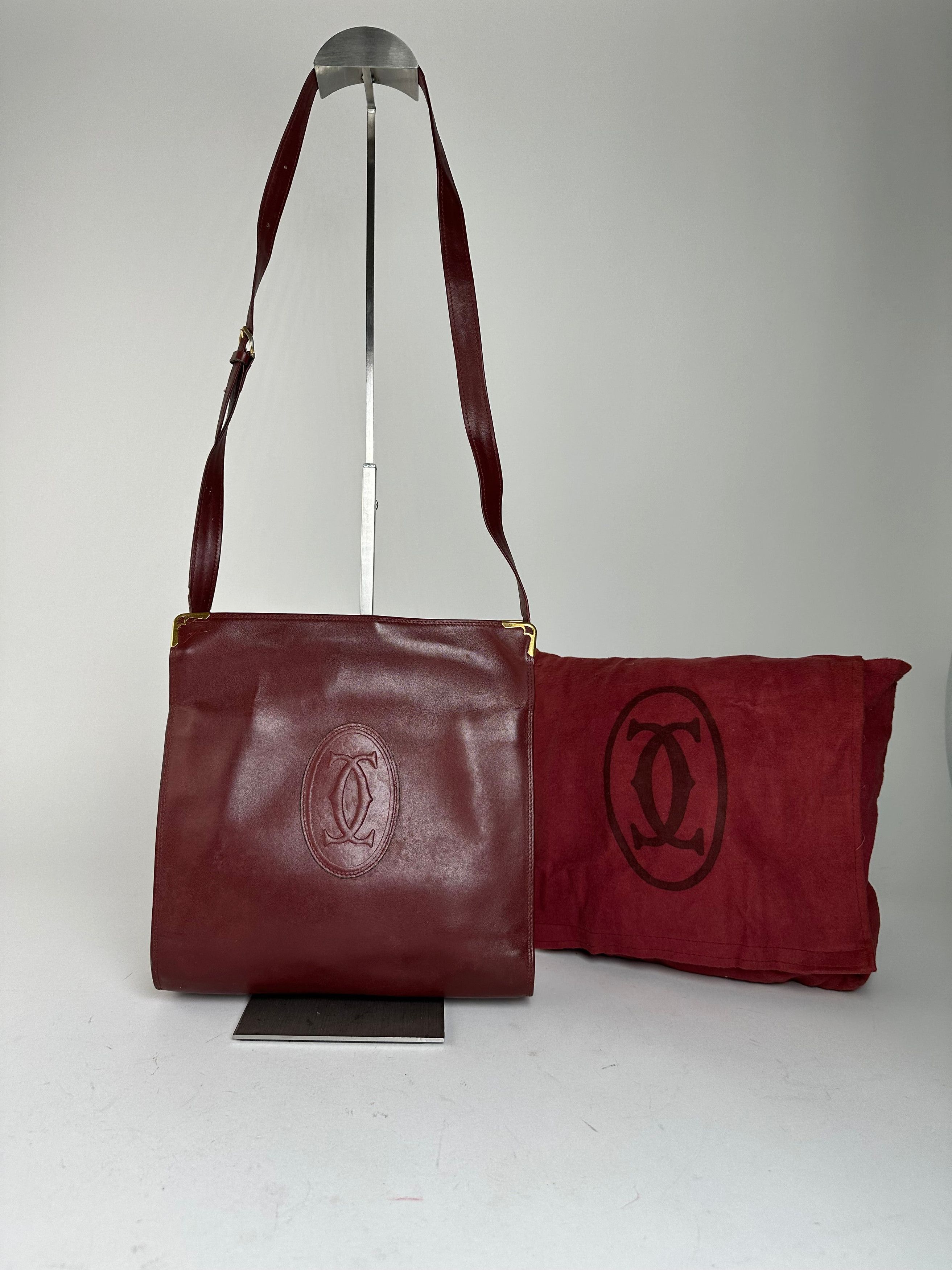 Cartier Vintage Must de Shoulder Bag Leather Bordeaux Size ONE SIZE - 1 Thumbnail