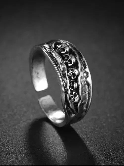 Jewelry Gothic Black Skull Ring Size ONE SIZE - 4 Thumbnail