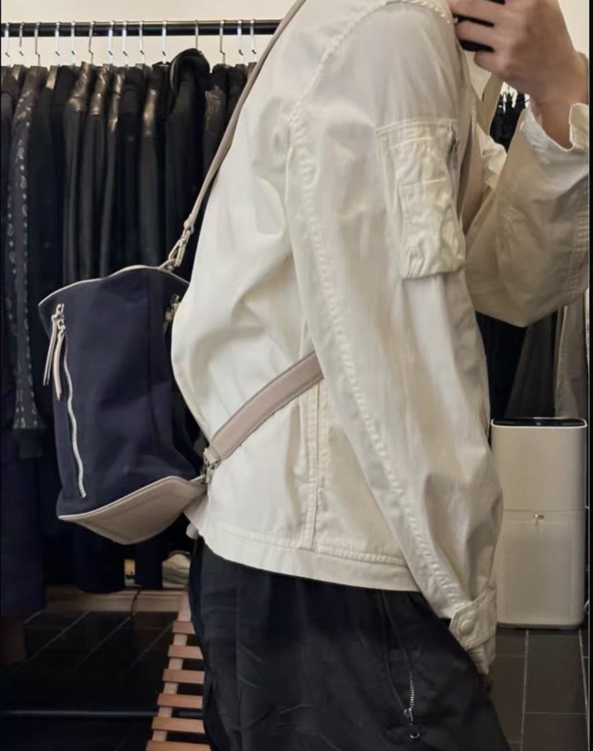 Maison Margiela Blue Canvas Shoulder Bag with Leather Straps Size ONE SIZE - 5 Thumbnail