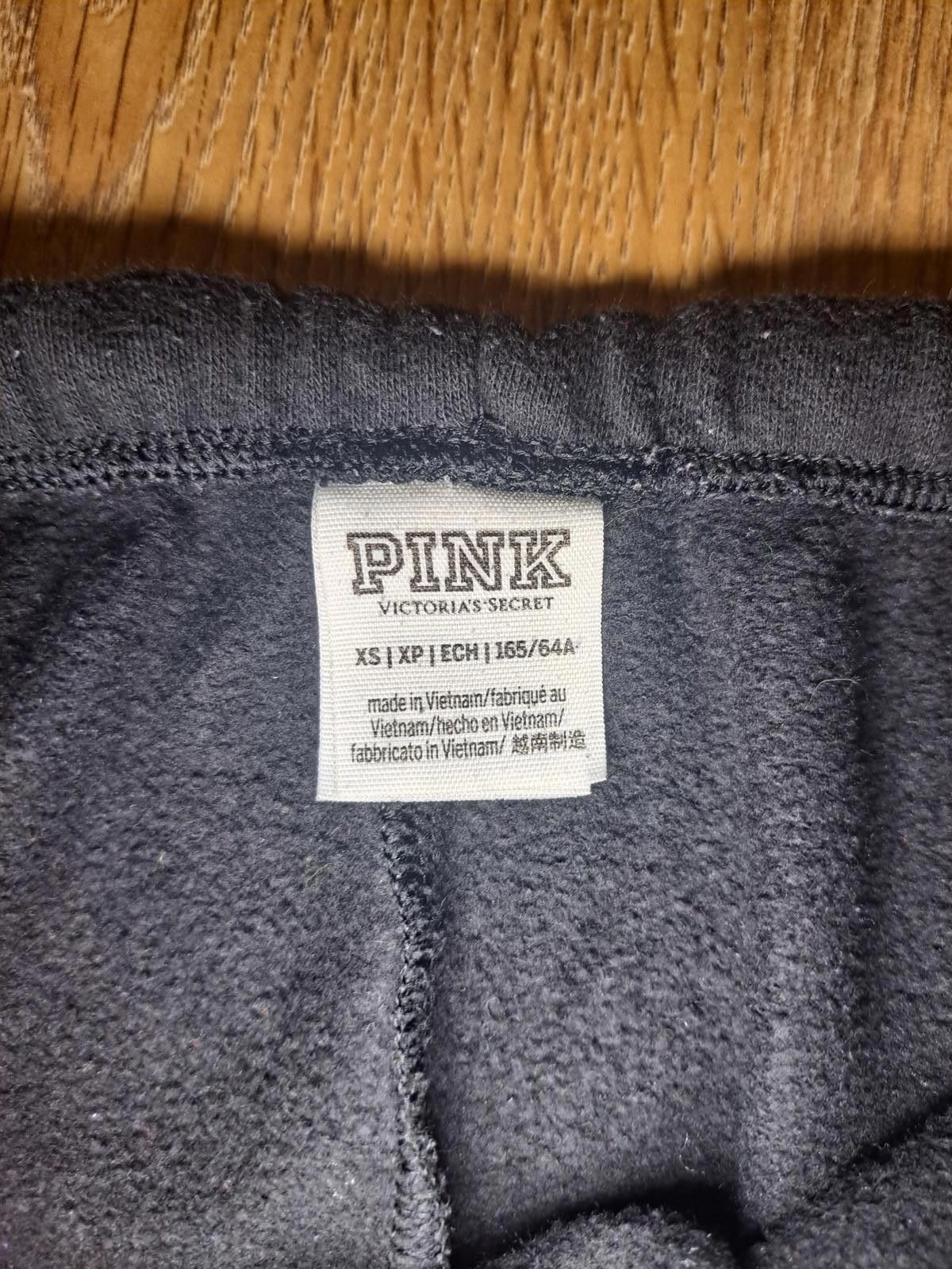 Designer Victorias Secret PINK Sweatpants Womens XS Black Cotton Size 26" / US 2 / IT 38 - 2 Thumbnail