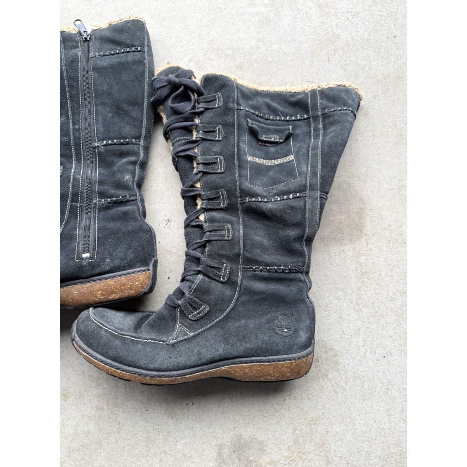Timberland Timberland Granby Black Suede 13" Tall Zip Up Winter Boots Women Sz 7.5 M Size US 8 / IT 38 - 2 Thumbnail
