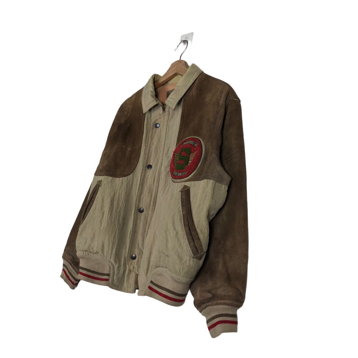 Japanese Brand 🔥Vintage Stadium Jumper Leather Atelier Sab Issey Miyake Size US M / EU 48-50 / 2 - 2 Thumbnail