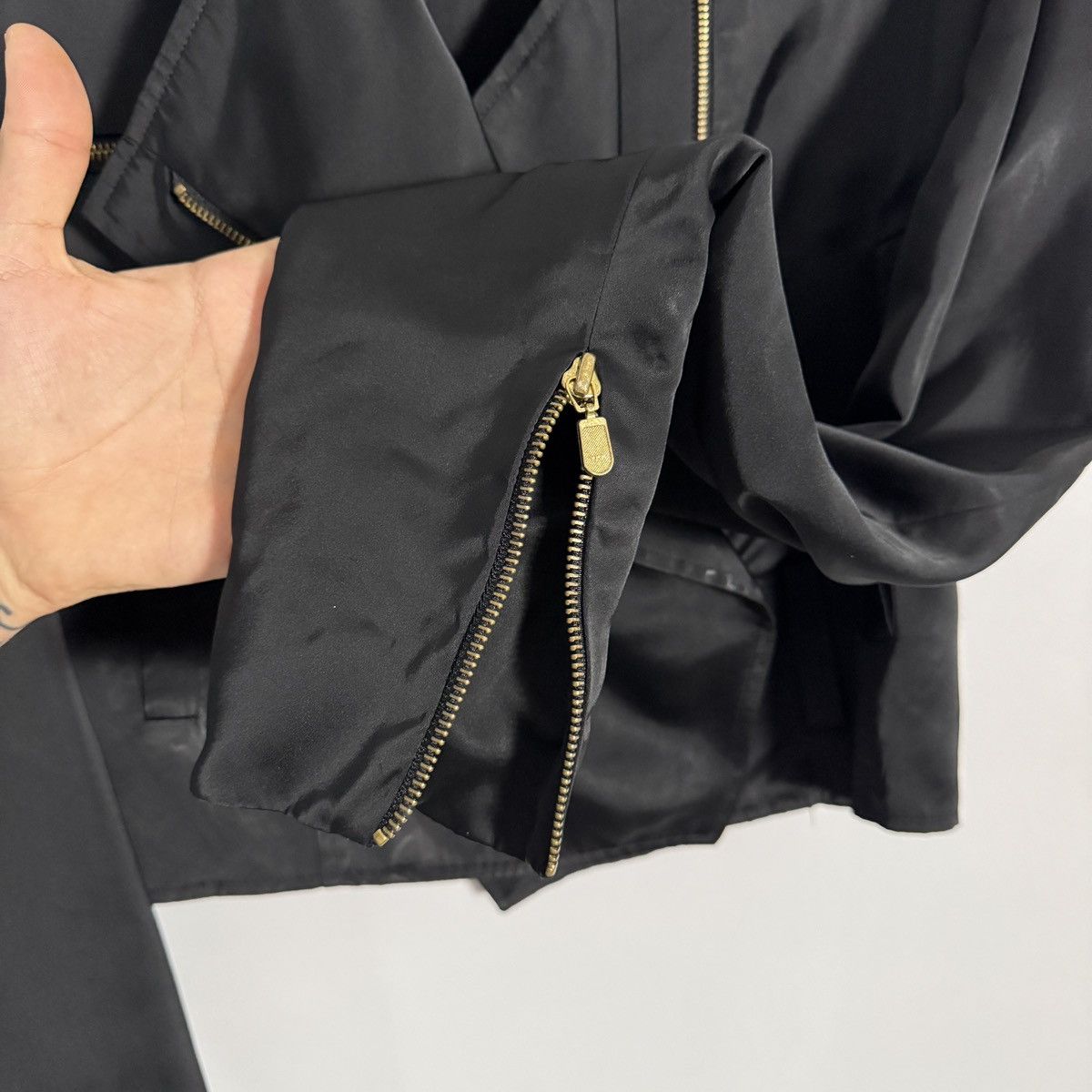 Dolce & Gabbana Dolce & Gabbana 1990s Cropped Biker Jacket Black Blazer Size L / US 10 / IT 46 - 12 Thumbnail