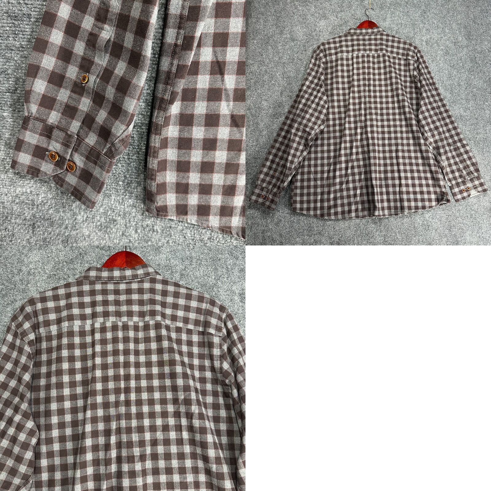 Johnston & Murphy Johnston & Murphy Shirt Mens XL Button-Down Plaid Gray Cotton Flannel Pocket Size US XL / EU 56 / 4 - 8 Thumbnail