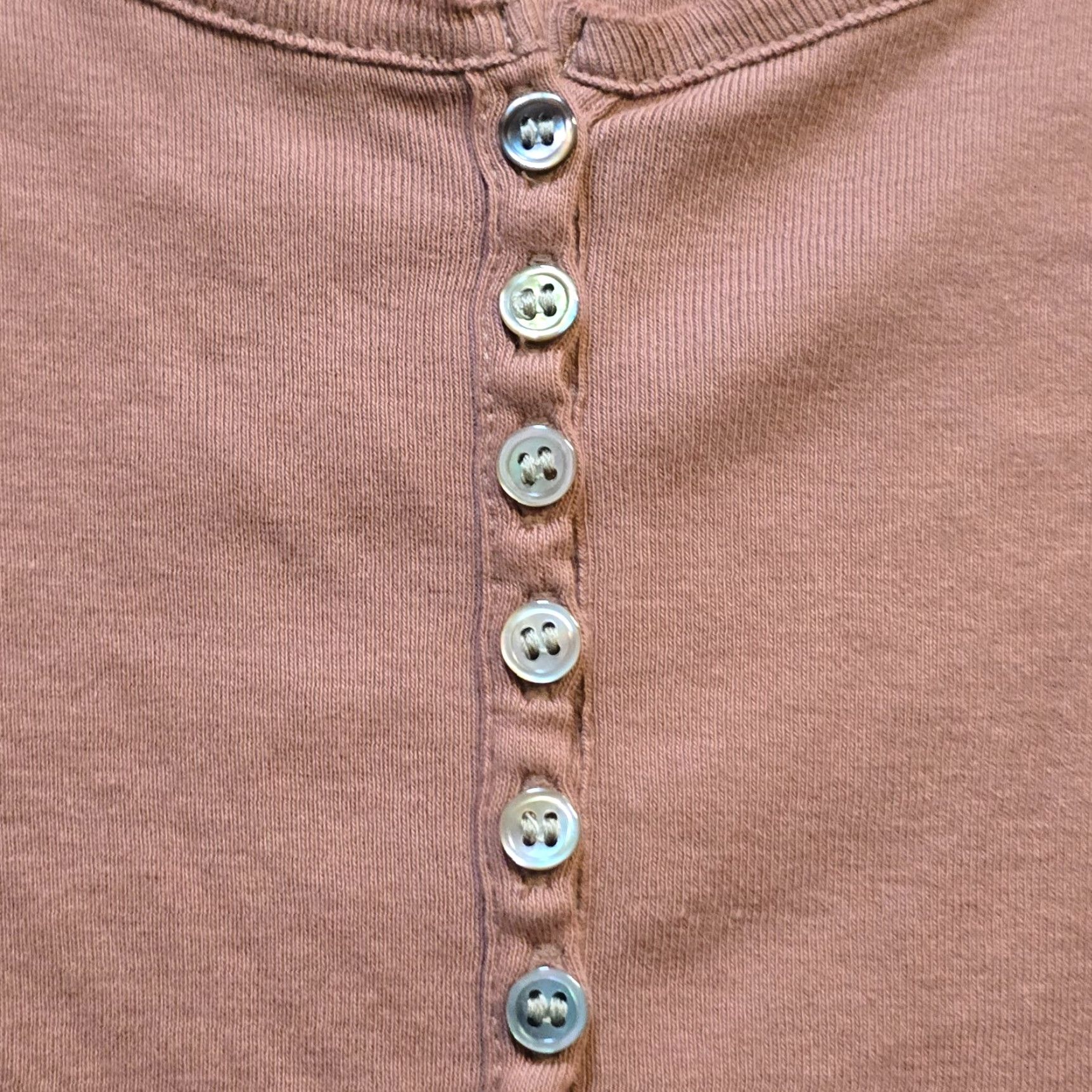 J. Jill J Jill Top Womens XL Henley Long Sleeve Pima Cotton Capsule Brown Orange Casual Shirt Womens XL Size XL / US 12-14 / IT 48-50 - 4 Thumbnail
