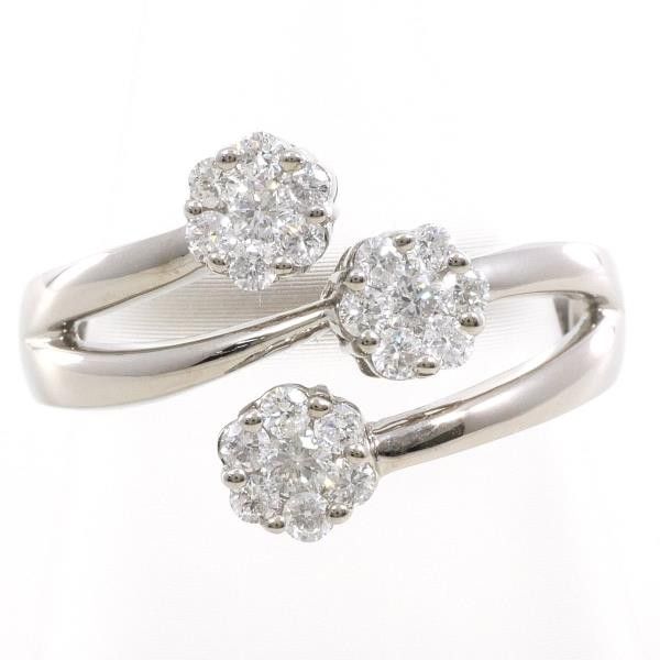 LuxUness K18 White Gold Diamond Ring 12 Metal Ring