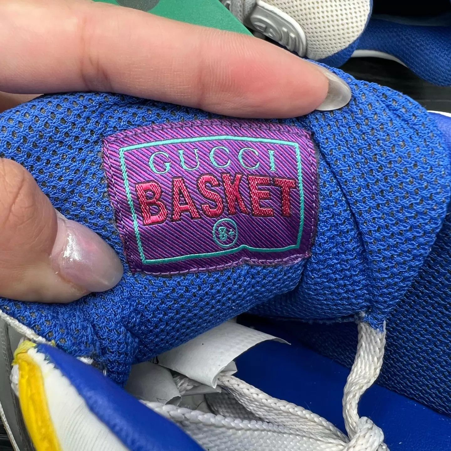 Gucci GUCCI Basket White/Gray/Yellow Distressed 8.5/42.5 Size US 8.5 / EU 41-42 - 8 Thumbnail