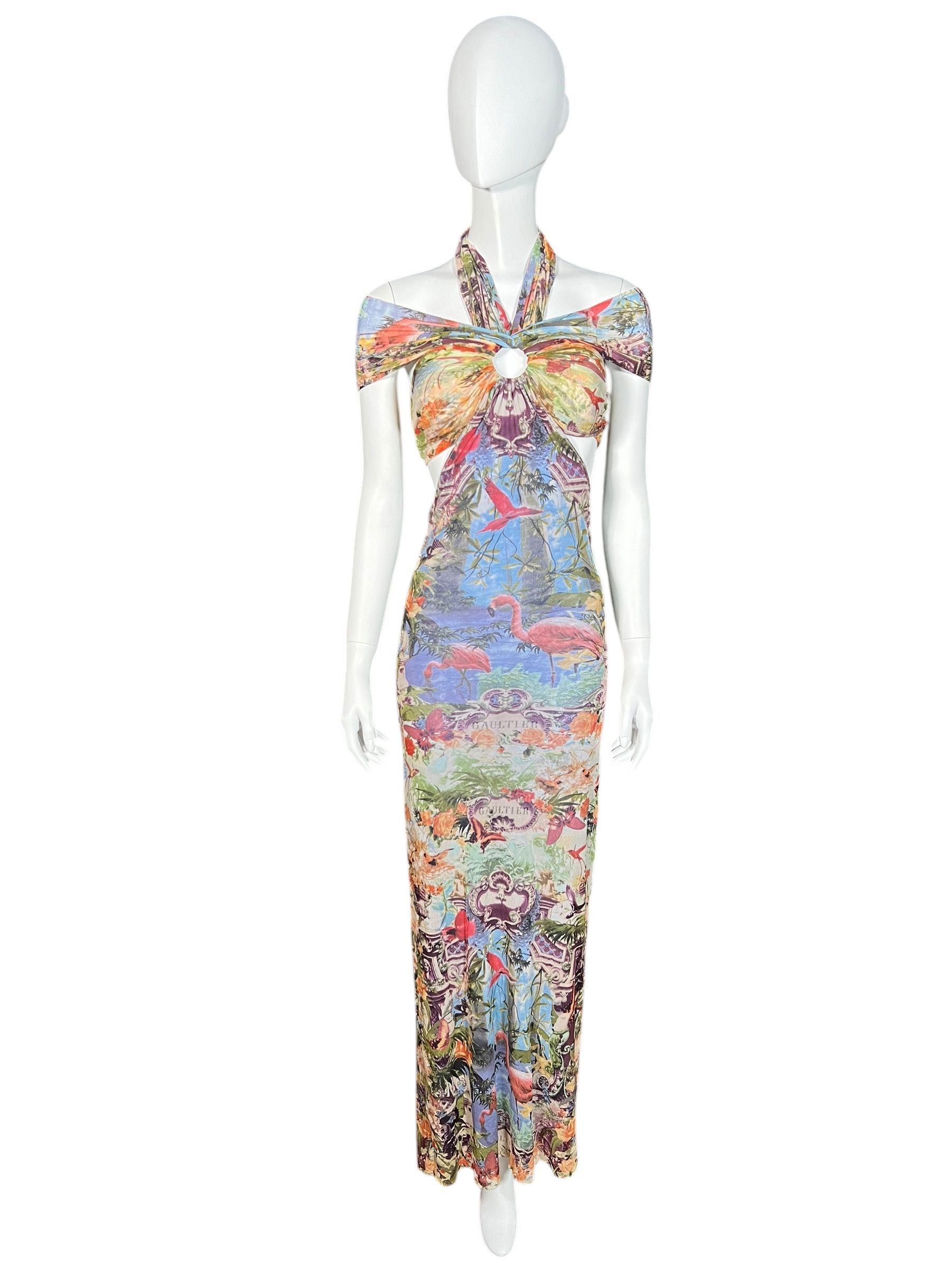 Jean Paul Gaultier Jean Paul Gaultier S/S 1999 Flamingo and Jungle Maxi Dress Size M / US 6-8 / IT 42-44 - 1 Thumbnail