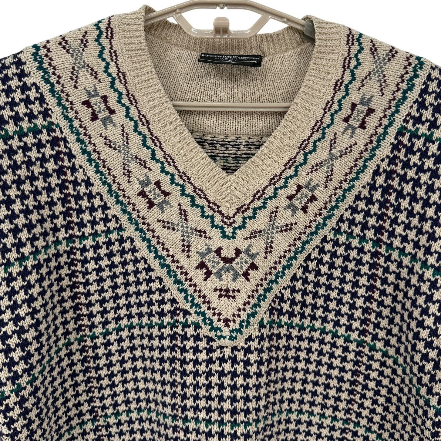 John Moore Preswick & Moore Vintage 100% Silk Houndstooth Sweater Small Size US S / EU 44-46 / 1 - 2 Thumbnail