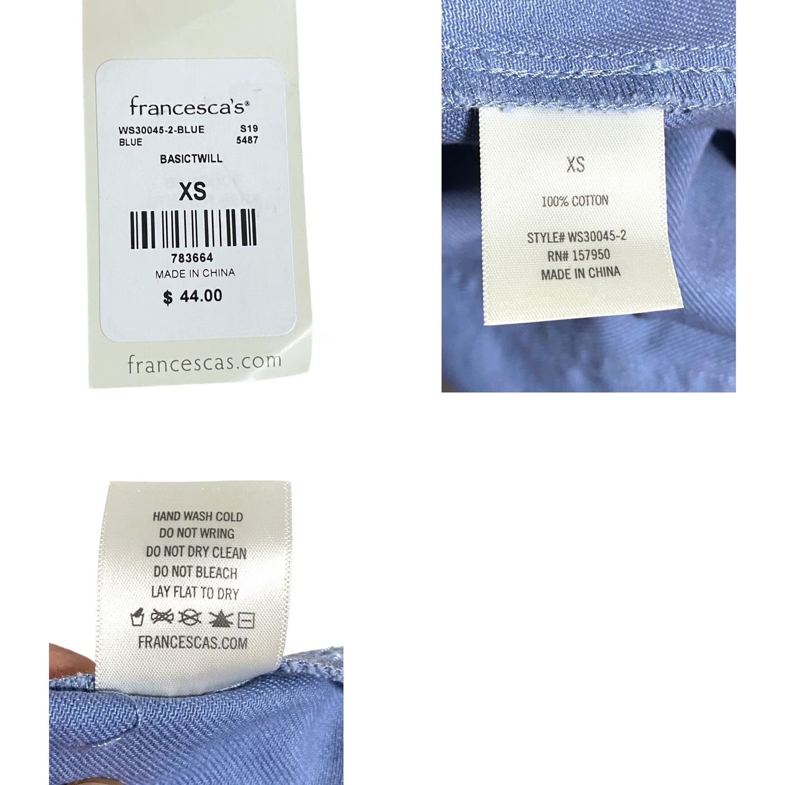Vintage VINTAGE Francescas Mi Ami Skirt Blue Basic Twill Womens XS Cotton Tie Waist Belt NWT Size 26" / US 2 / IT 38 - 8 Thumbnail
