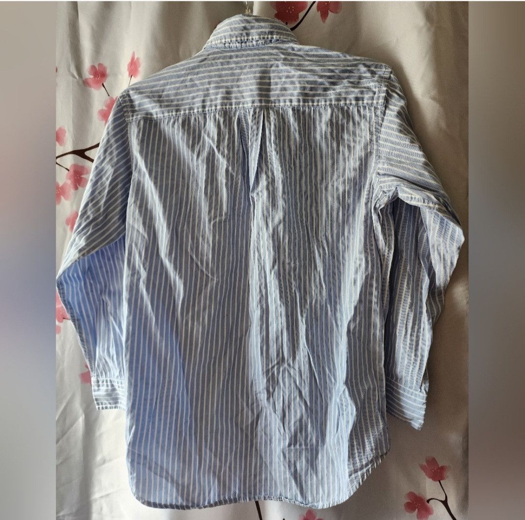 Gap GAP Boy's Blue & White Stripe LS Dress Shirt XL (12) Size US XXS / EU 40 - 2 Thumbnail