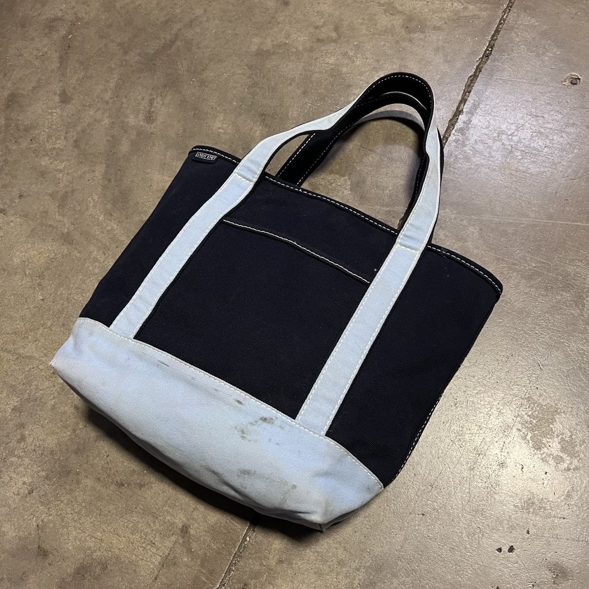 L.L. Bean Vintage Lands End Canvas Boat Tote Bag Navy Blue 90s Utility Size ONE SIZE - 4 Thumbnail