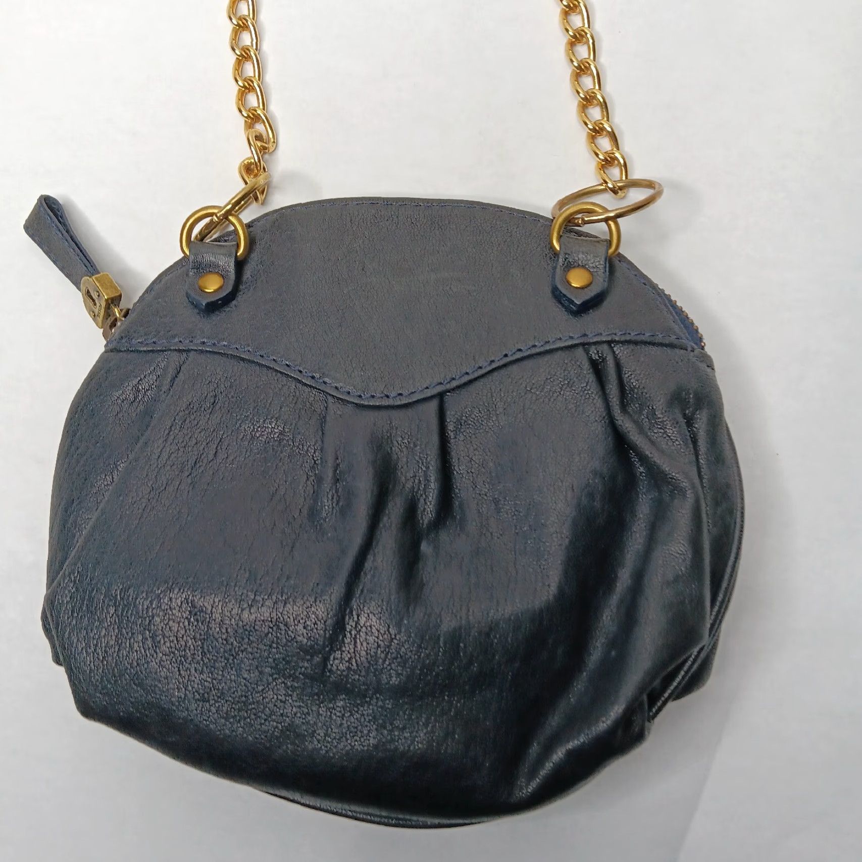 Fossil VINTAGE Fossil Women's Small Black Leather Purse Crossbody Shoulder Bag 7.5" Fancy Chain Size ONE SIZE - 7 Thumbnail