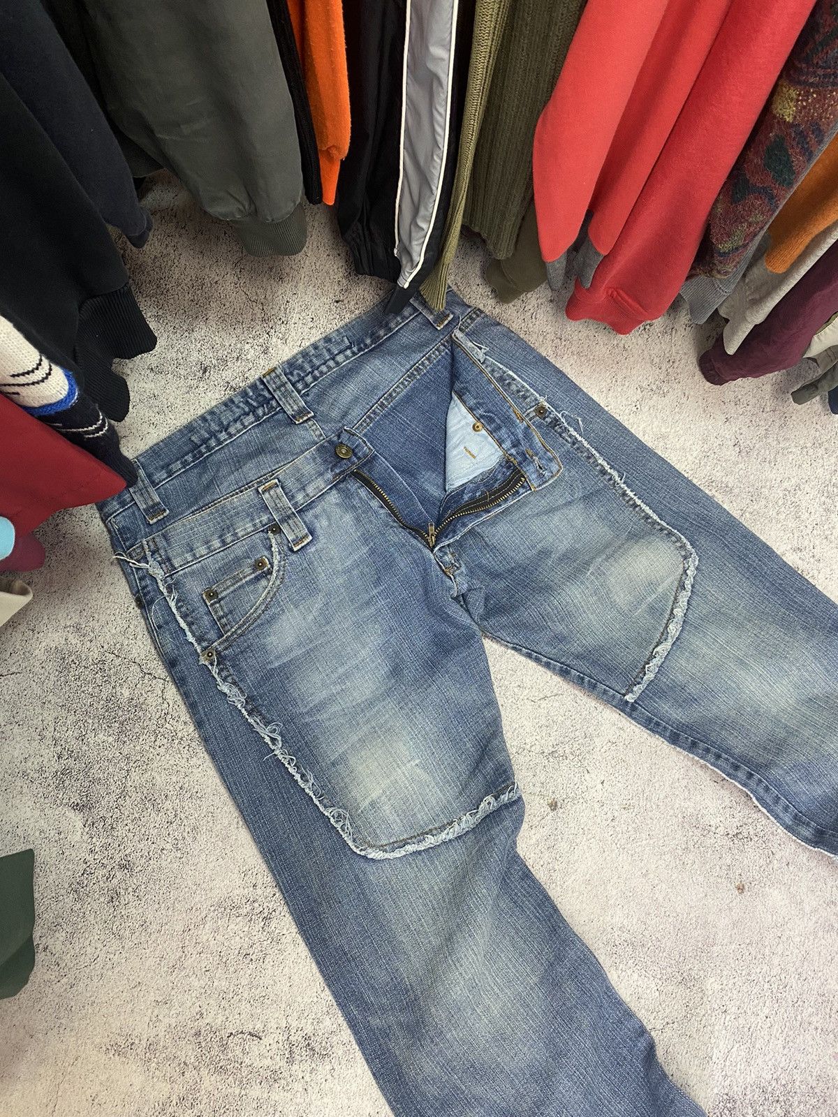 Japanese Brand × Vintage Vintage distressed patchwork denim y2k jeans Size US 32 / EU 48 - 10 Thumbnail