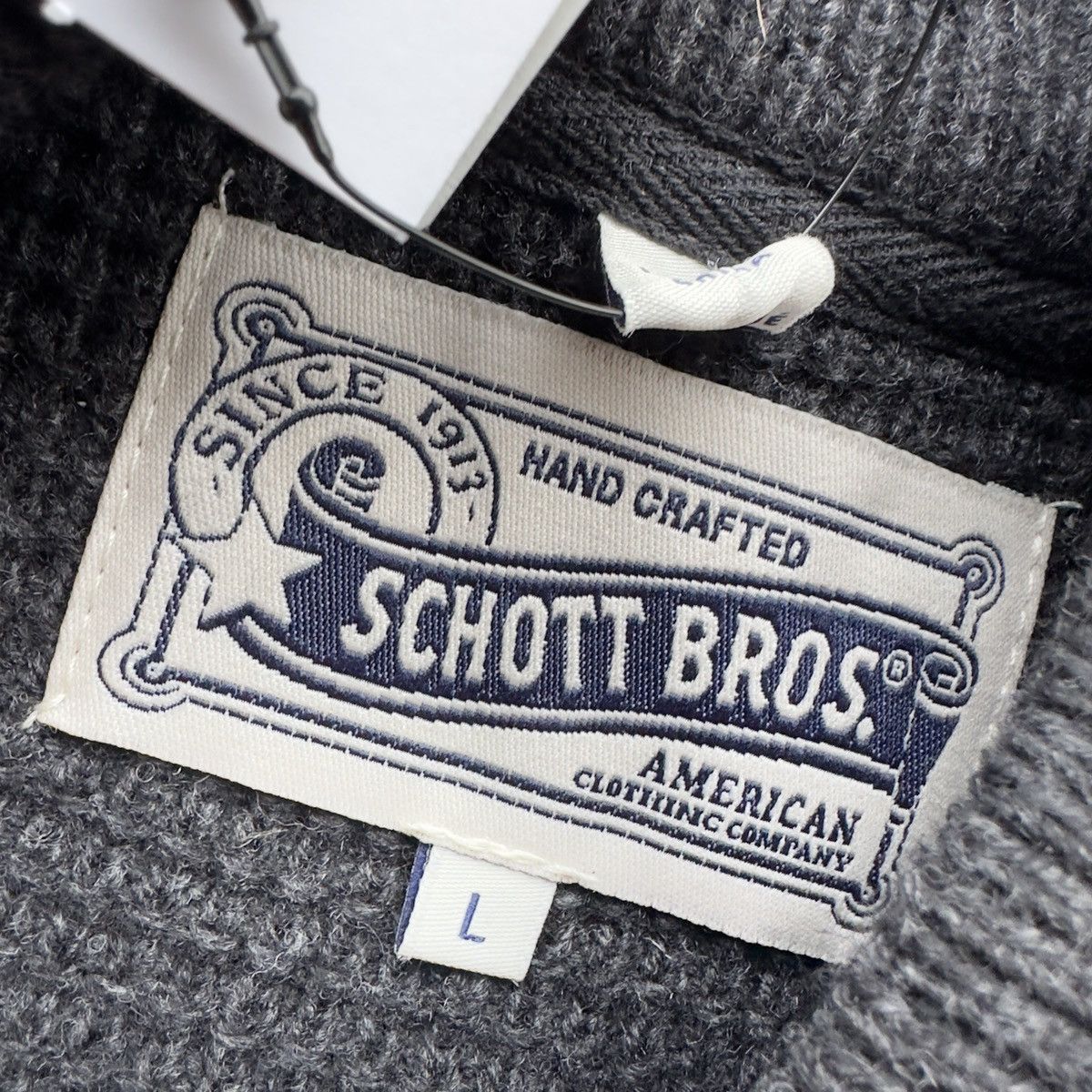 Schott Schott Bros. Mens Sweater V-Neck Shawl Waffle Knit Wool Size US L / EU 52-54 / 3 - 5 Thumbnail