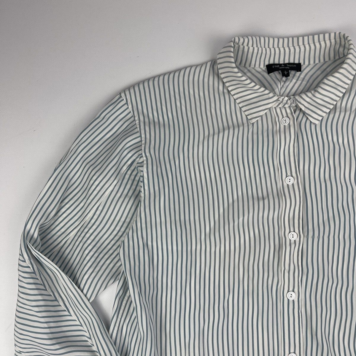 Rag & Bone Rag Bone New York Stripped Silk Button Down Shirt Size US L / EU 52-54 / 3 - 4 Thumbnail