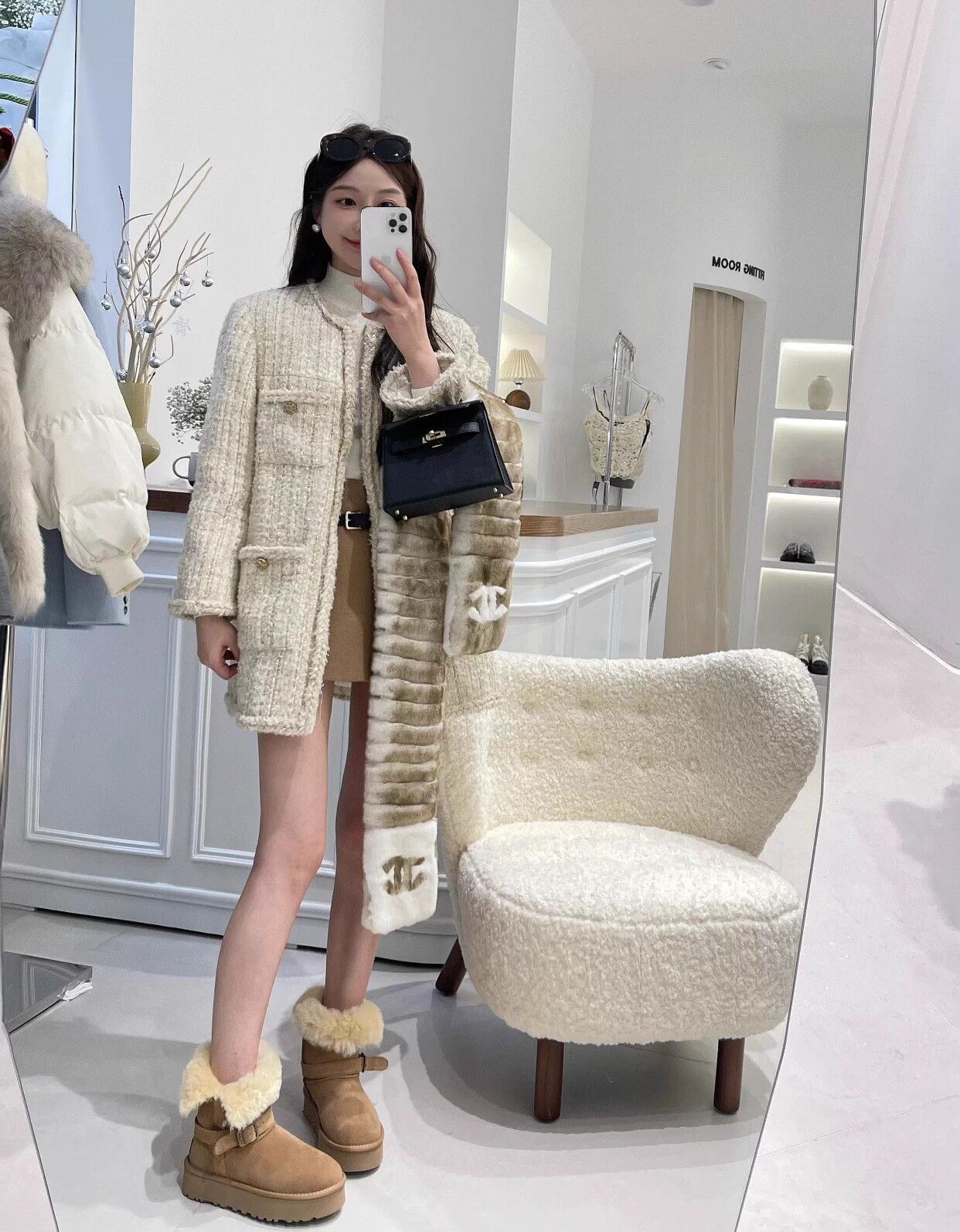 Chanel Chanel Ivory 4-Pocket Tweed Alpaca Women's 38 Dress Size S / US 4 / IT 40 - 2 Thumbnail