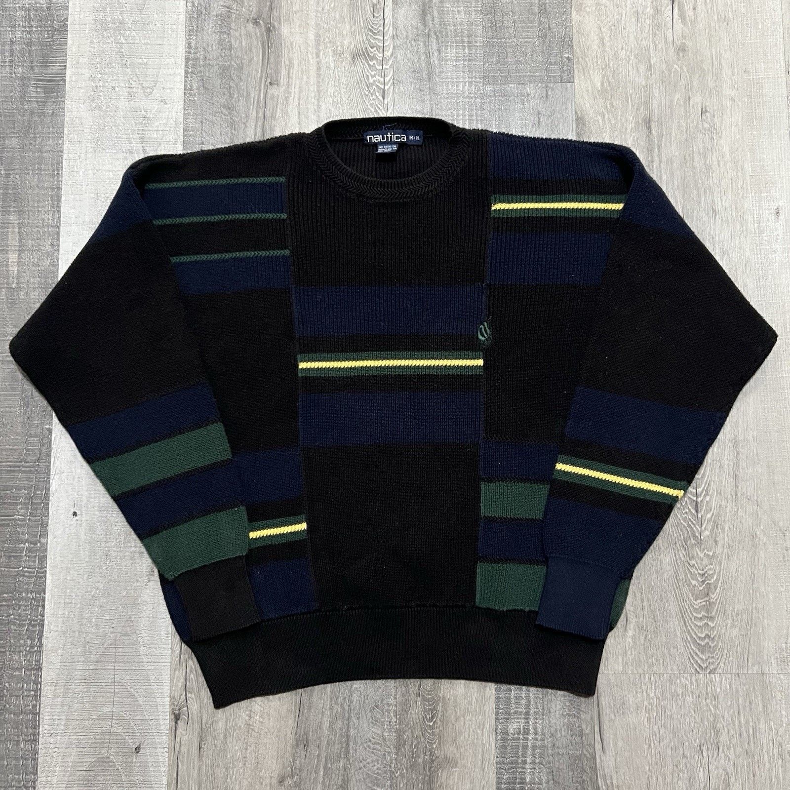 Nautica VTG Nautica Color Block Heavy Knit Sweater Black 90s Mens Size US M / EU 48-50 / 2 - 1 Thumbnail