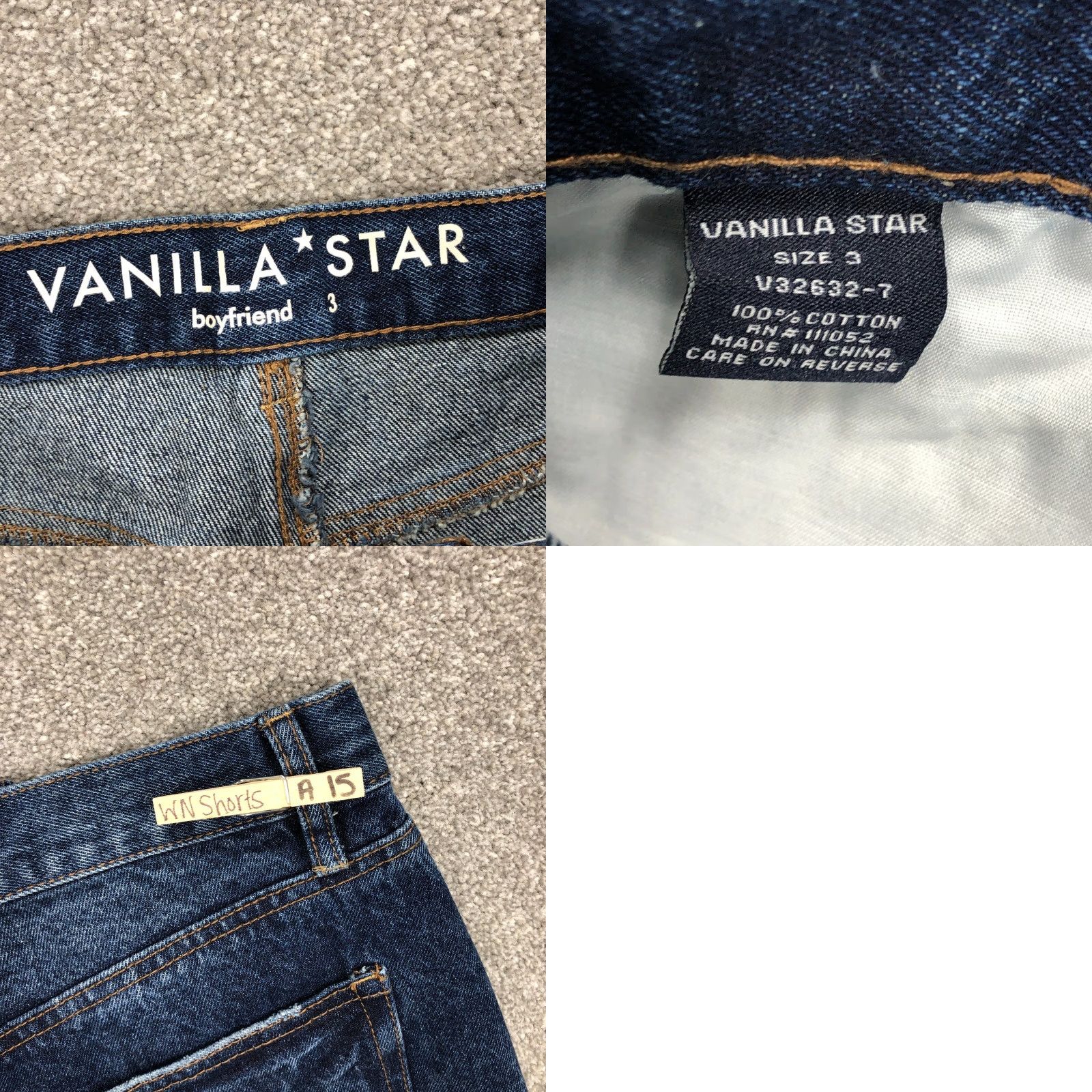 Vintage Vanilla Star Denim Shorts Women 3 Cut Off Mid Rise Dark Wash Distressed Holes Pocket Zipper Button Casual Modern Festival Size 26" / US 2 / IT 38 - 8 Thumbnail