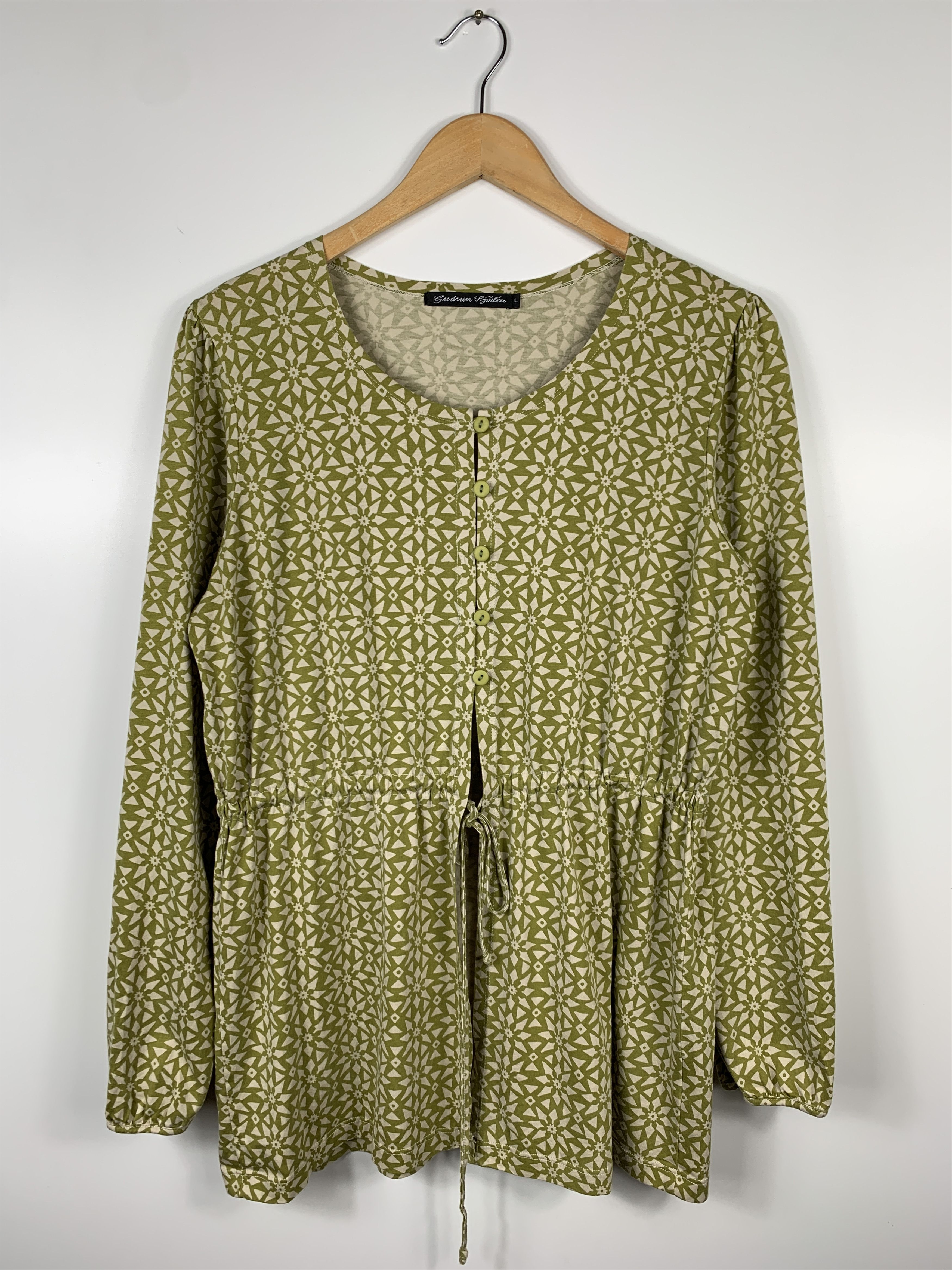Gudrun Sjoden Geometric Print Cotton Lyocell Tunic Top L