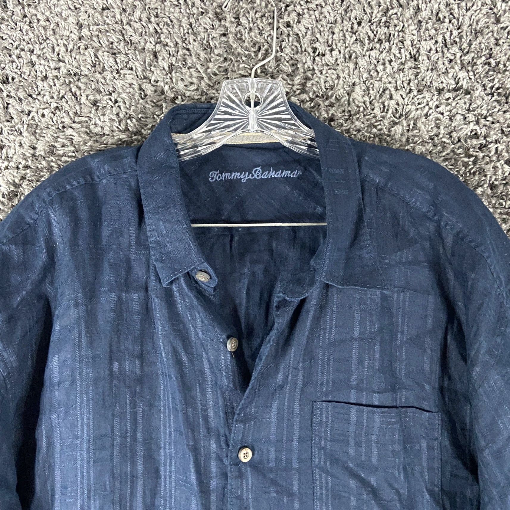 Tommy Bahama TOMMY BAHAMA Blue Linen Button-Up Shirt Adult XL Short Sleeve Mens Size US XL / EU 56 / 4 - 4 Thumbnail