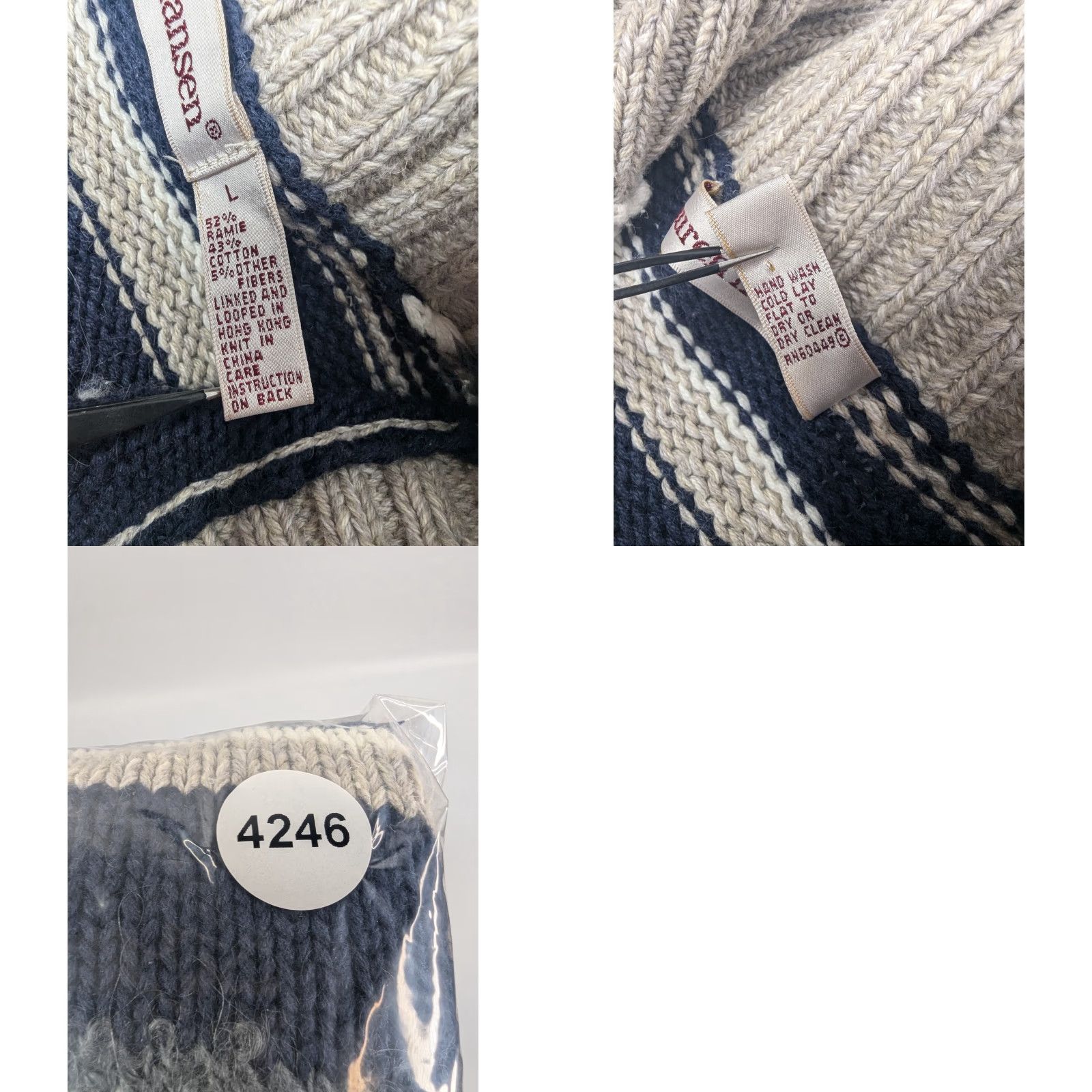 Vintage VINTAGE Lauren Hansen Women's Large Quarter Zip Knitted Christmas Sweater Ramie Size L / US 10 / IT 46 - 8 Thumbnail