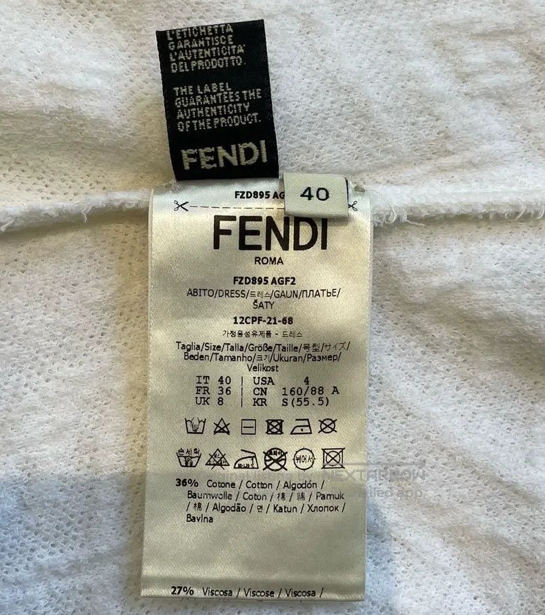 Fendi Fendi Full Logo White Dress, Slim Fit Sleeveless Style Size XS / US 0-2 / IT 36-38 - 6 Thumbnail