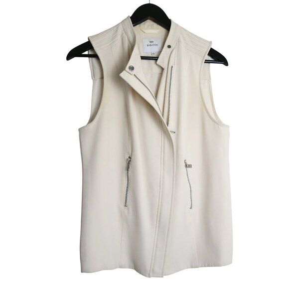 Aritzia Aritzia Babaton Cream Structured Zip Vest Jacket Size XS / US 0-2 / IT 36-38 - 1 Thumbnail