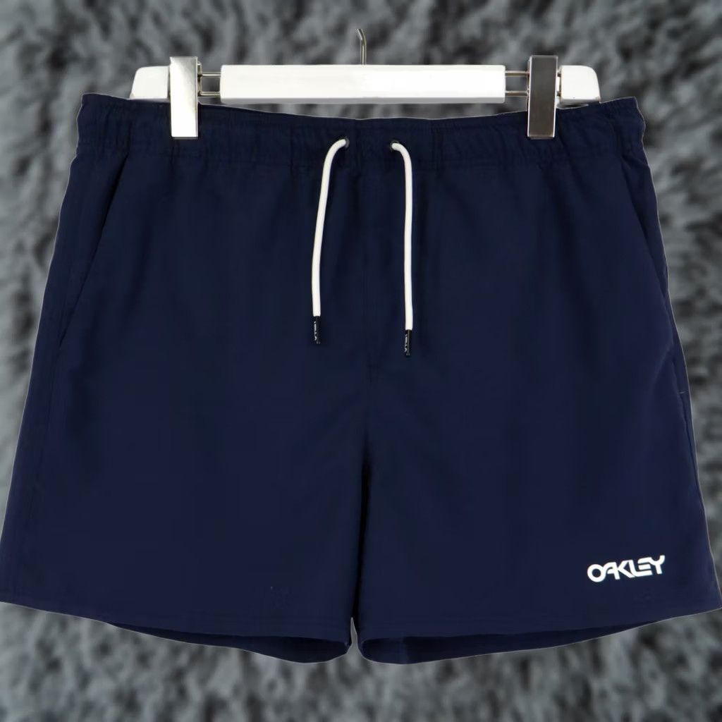 Oakley OAKLEY Shorts MEDIUM Blue Regular Fit Elastic Waist Drawstring Logo Men's Size US 31 - 1 Thumbnail