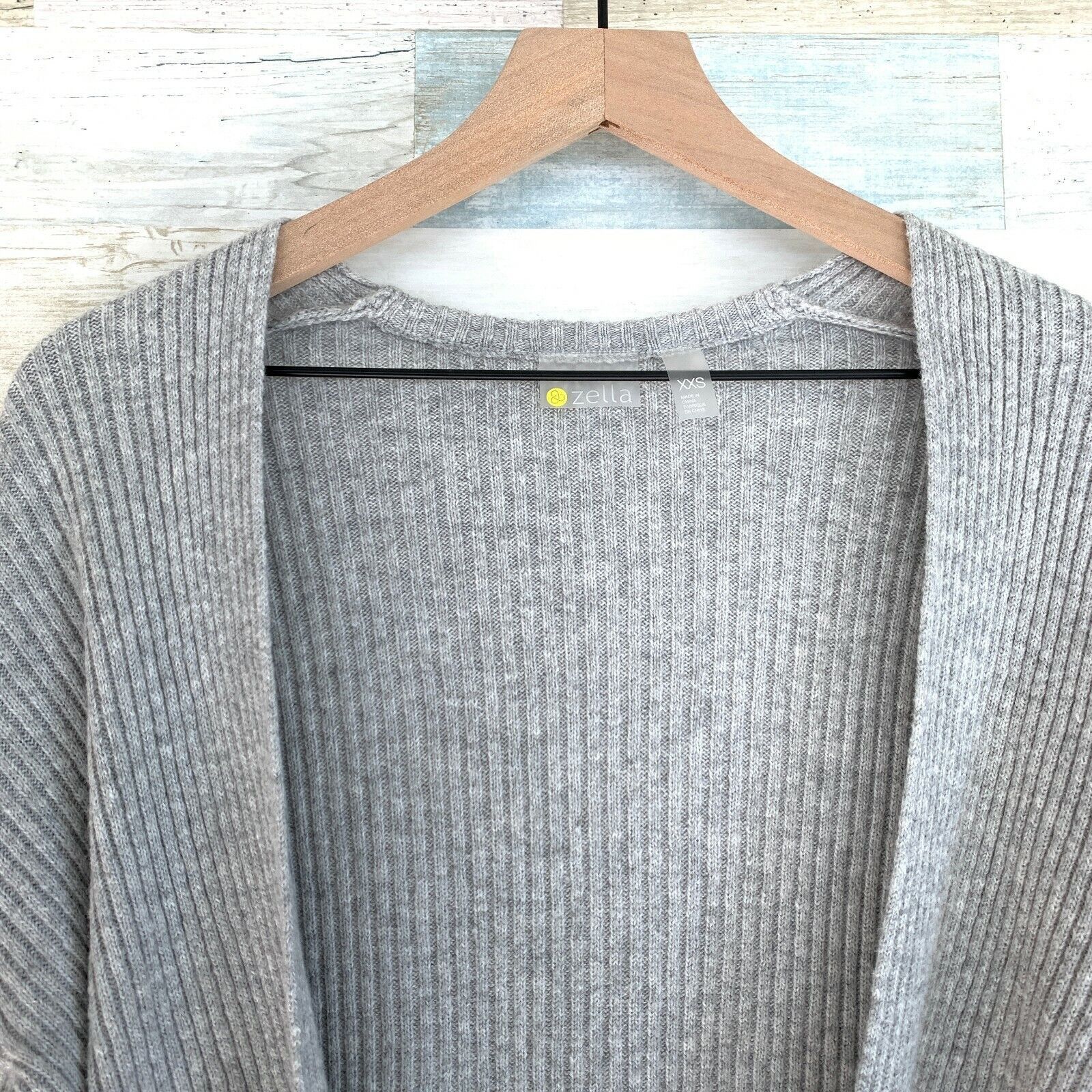 Other Zella Wrap Sweater Gray Ribbed Surplice V Neck Womens XXS Size XXS / US 00 / IT 34 - 3 Thumbnail