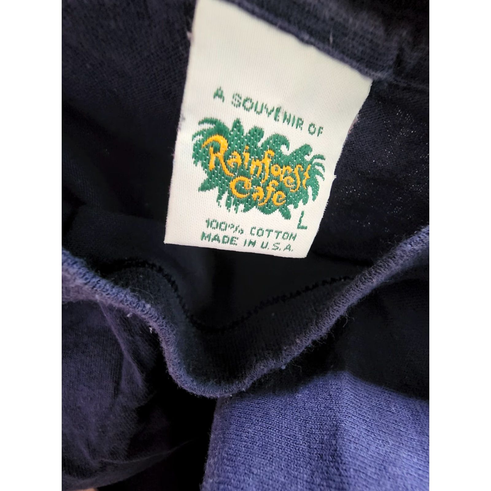 Vintage VINTAGE Rainforest Cafe T Shirt Mens L Crew Neck Short Sleeve Double Sided USA Made Blue 90s Graphic Print Shirt Mens Size US L / EU 52-54 / 3 - 3 Thumbnail