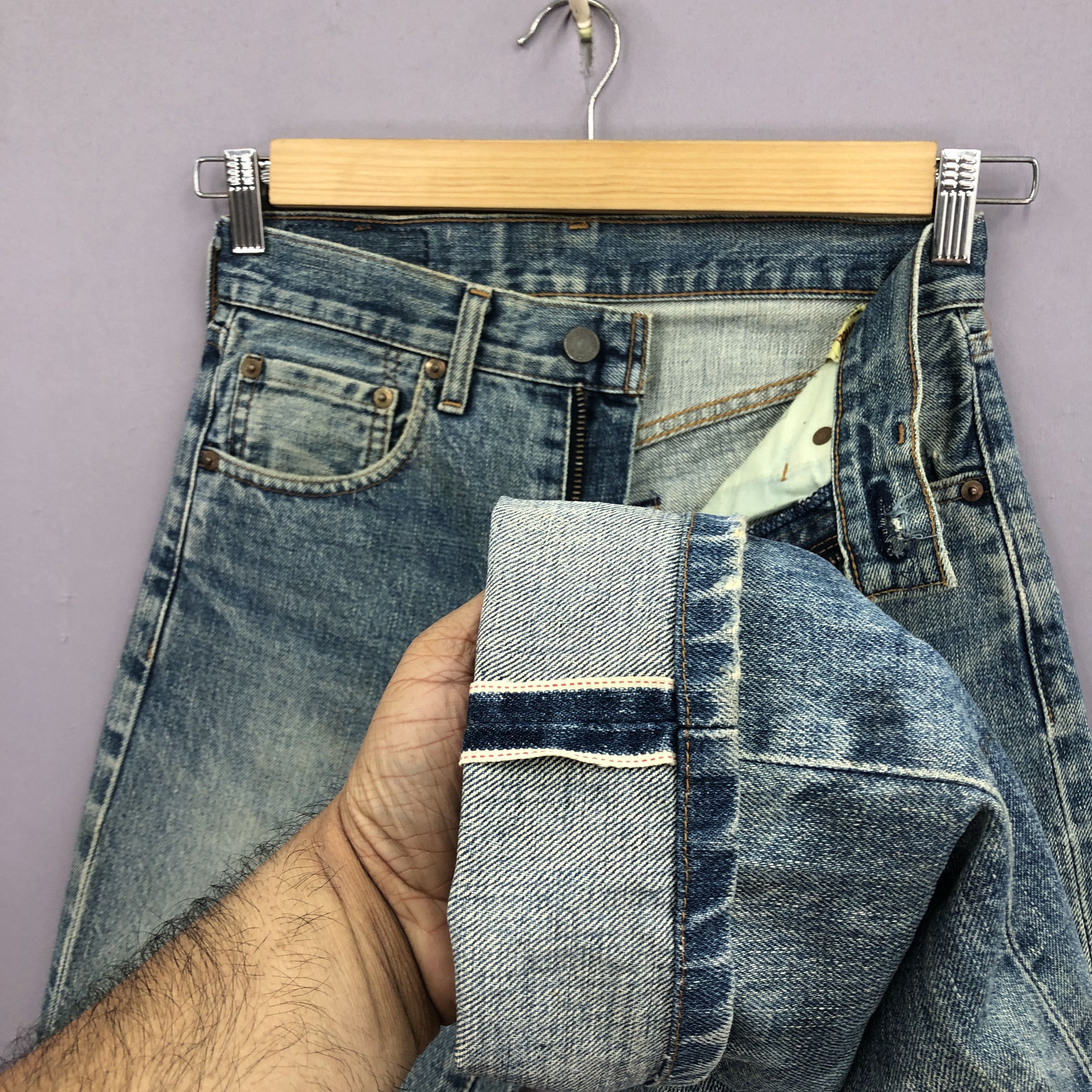 Levi's Vintage 90s Levis 502 Selvedge Jeans Faded Stonewash Denim Size 26" / US 2 / IT 38 - 10 Thumbnail