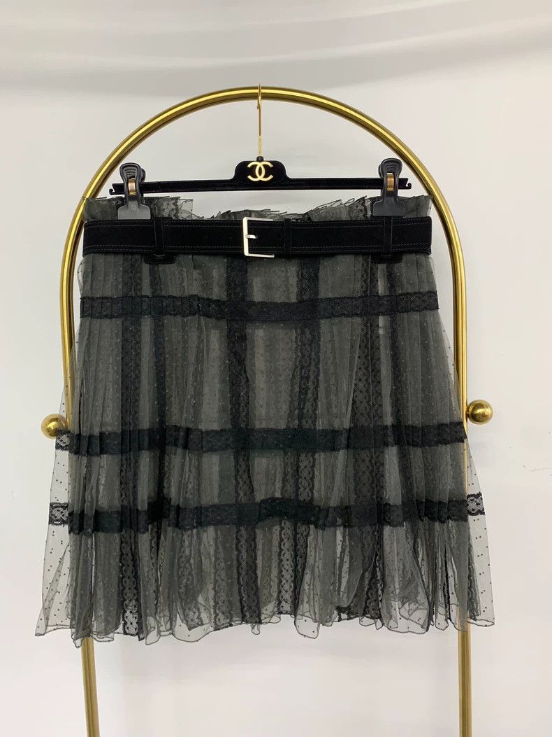 Dior Dior Black Polka Dot Mesh Lace Skirt - dmc Size US 38 / EU 54 - 1 Thumbnail