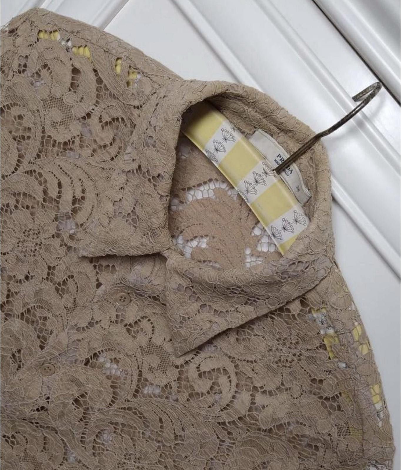 Prada FW 2008 Prada Runway Lace Pattern Long Sleeve Button-Up Top Size XS / US 0-2 / IT 36-38 - 5 Thumbnail